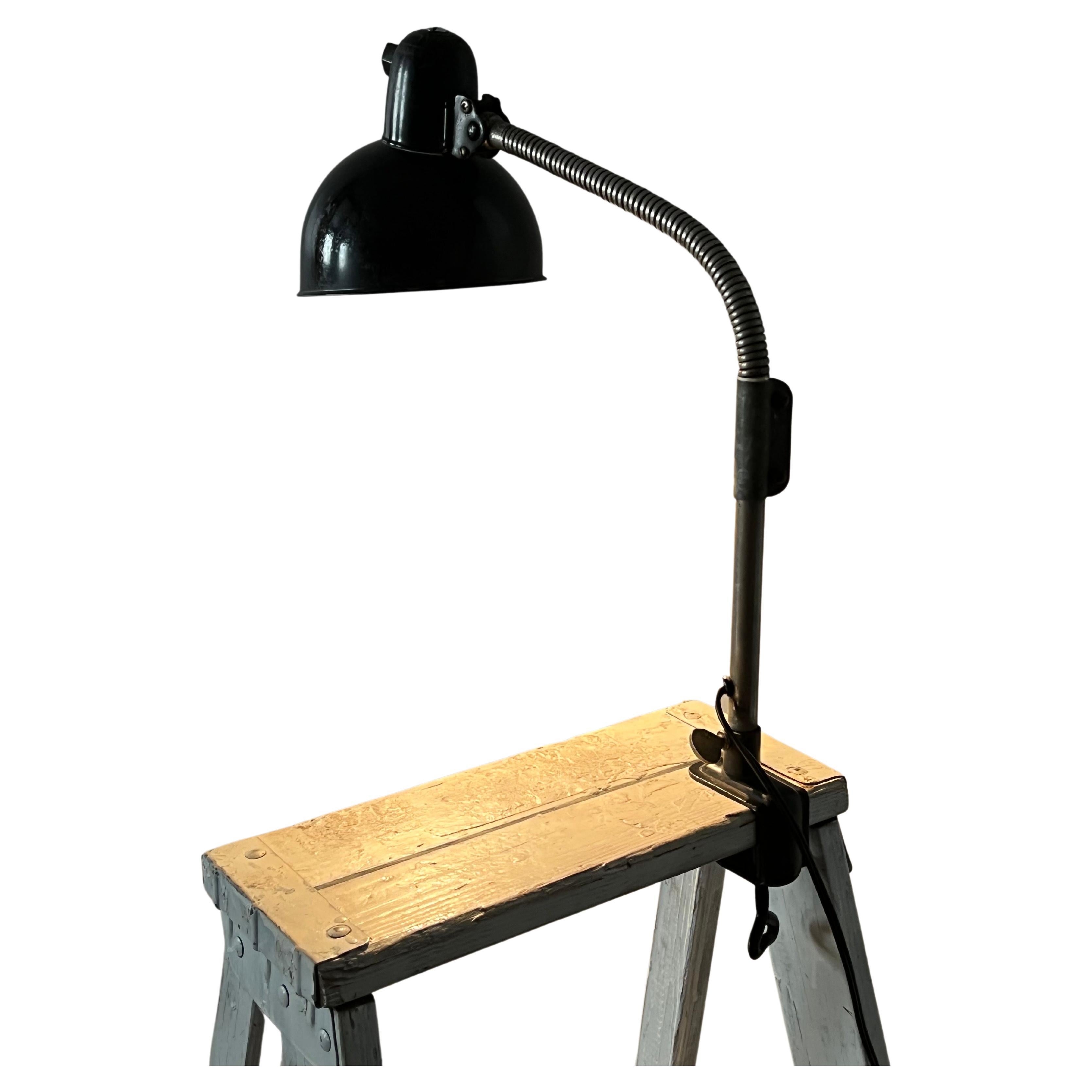 Enameled German Mid-Century Christian Dell Bauhaus Clamp Lamp #6470 circa 1930 For Sale