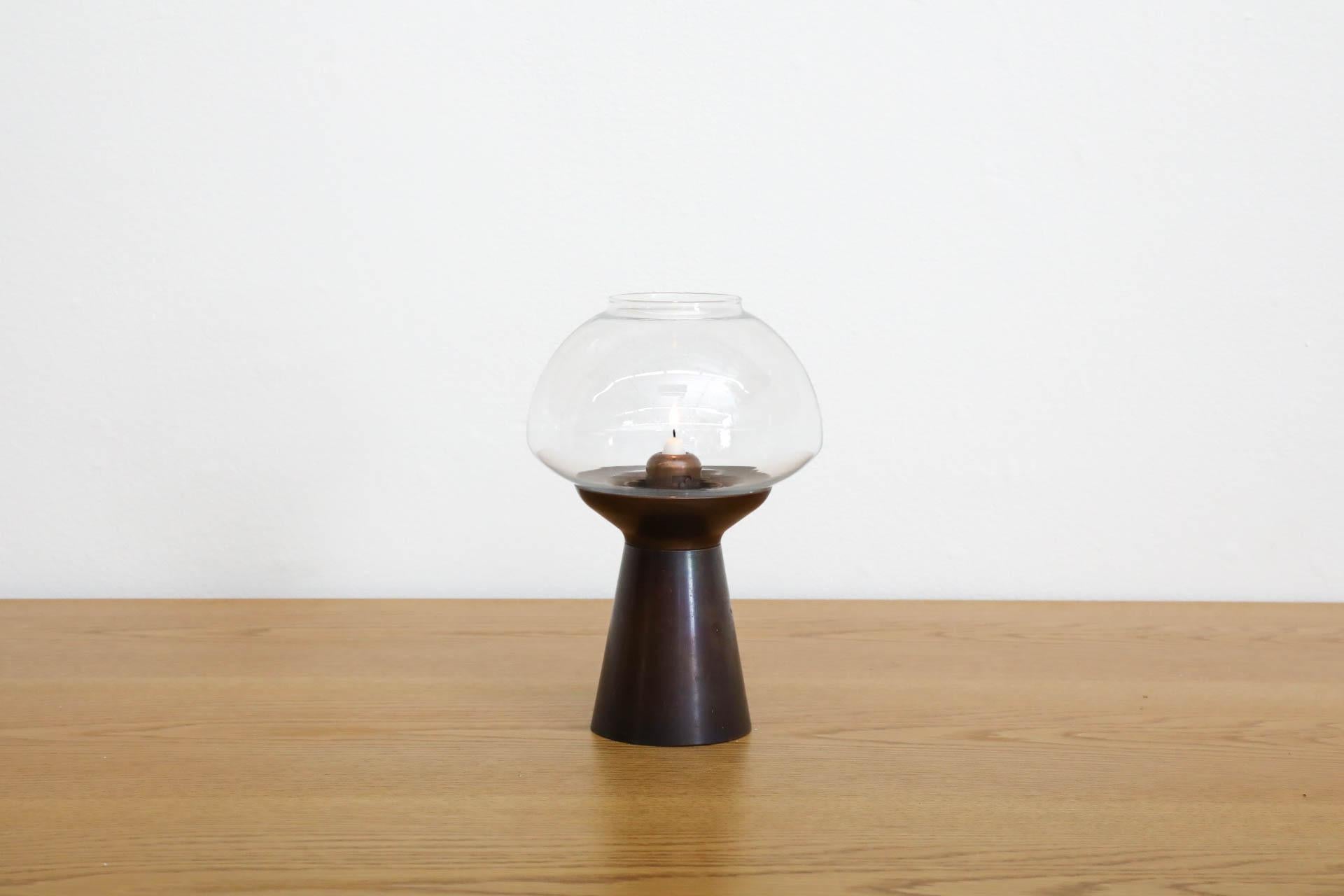 German Mid-Century Copper and Glass Candle Light by Föhl, 1970s For Sale 6