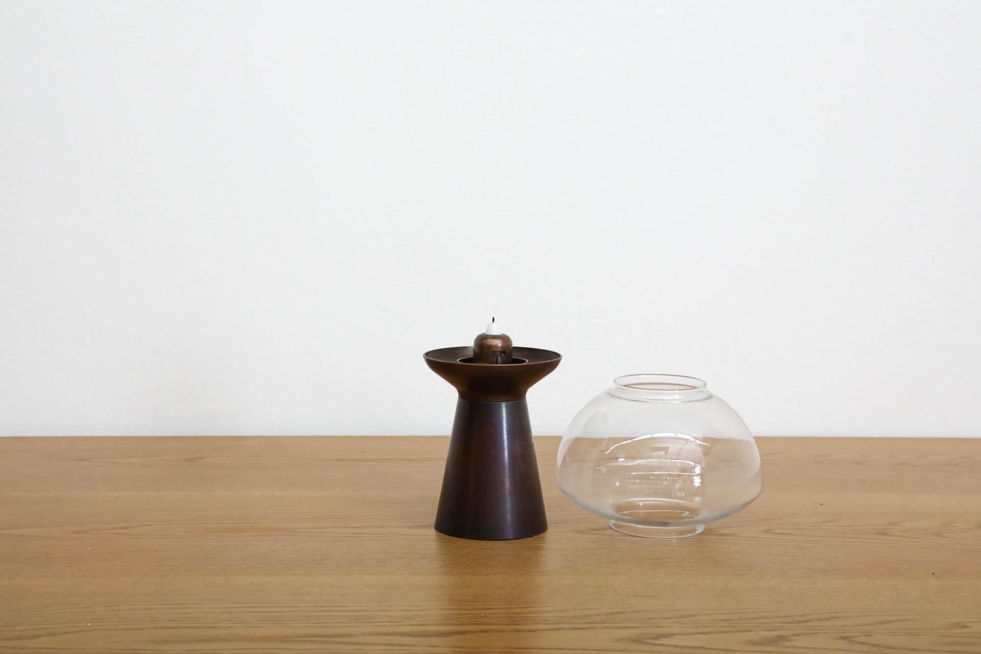 Mid-Century Modern German Mid-Century Copper and Glass Candle Light by Föhl, 1970s For Sale