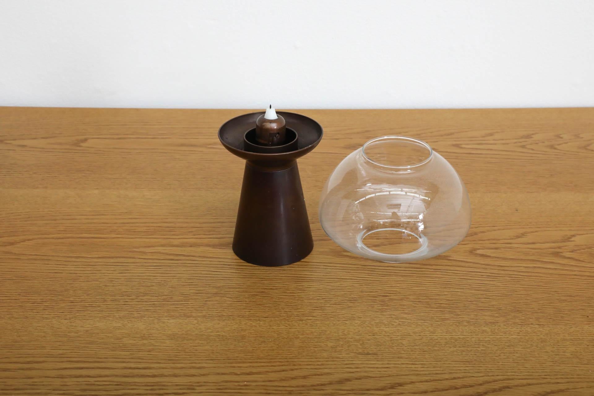 German Mid-Century Copper and Glass Candle Light by Föhl, 1970s In Good Condition For Sale In Los Angeles, CA