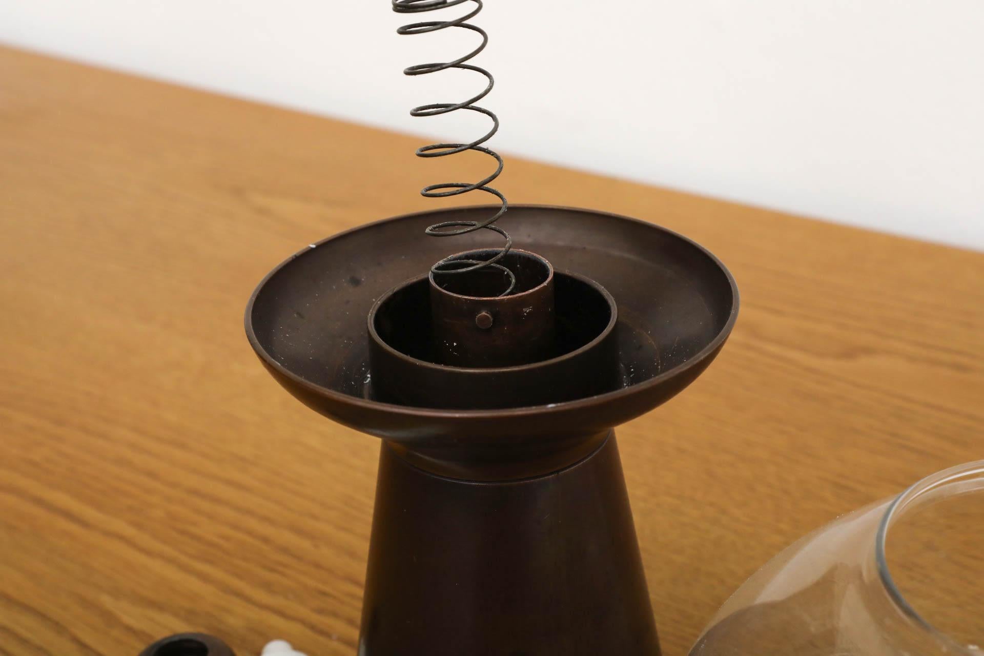 German Mid-Century Copper and Glass Candle Light by Föhl, 1970s For Sale 3