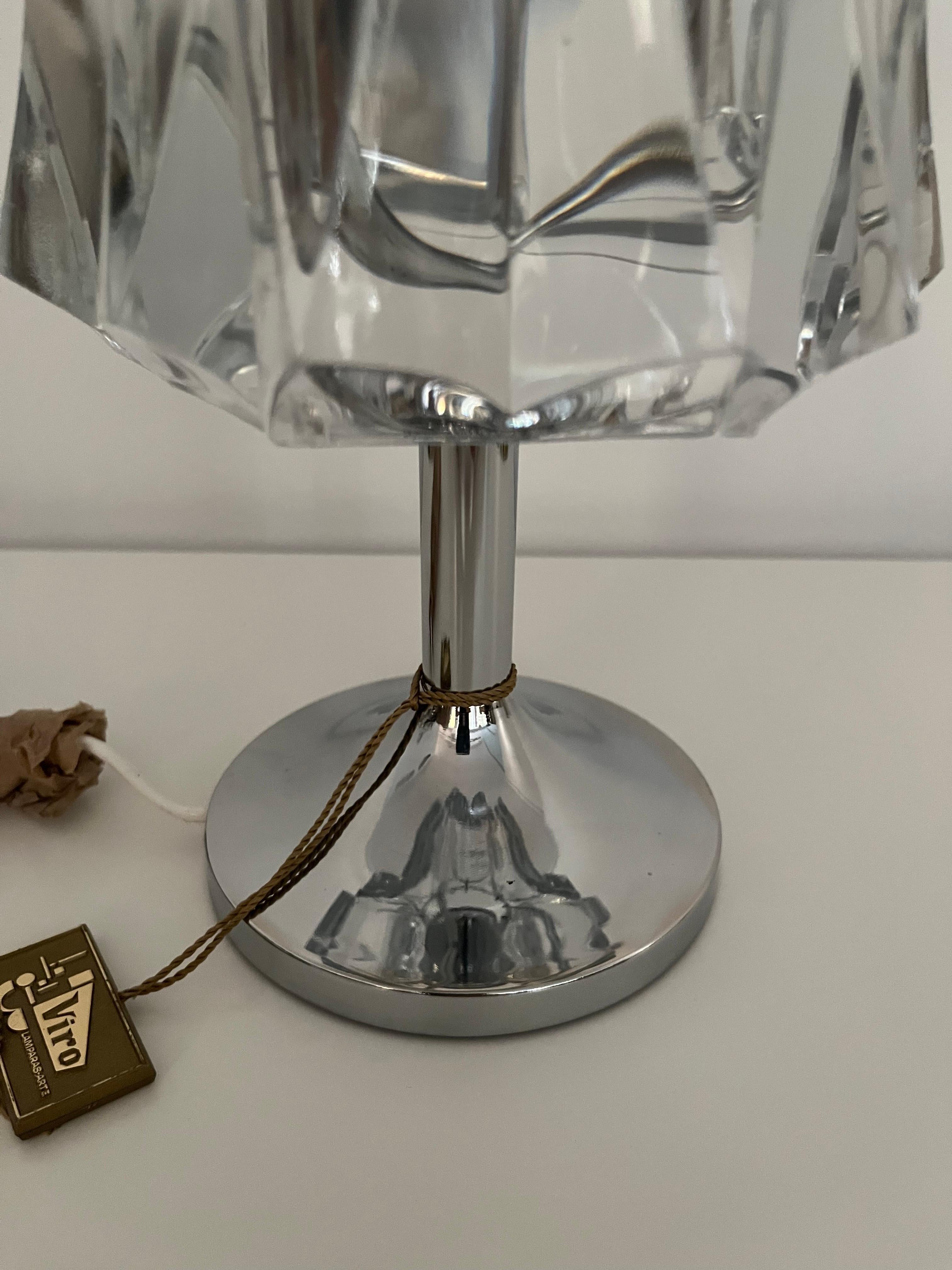 German Midcentury Crystals Chromed Metal Table Lamp by Kinkeldey, 1970s 4