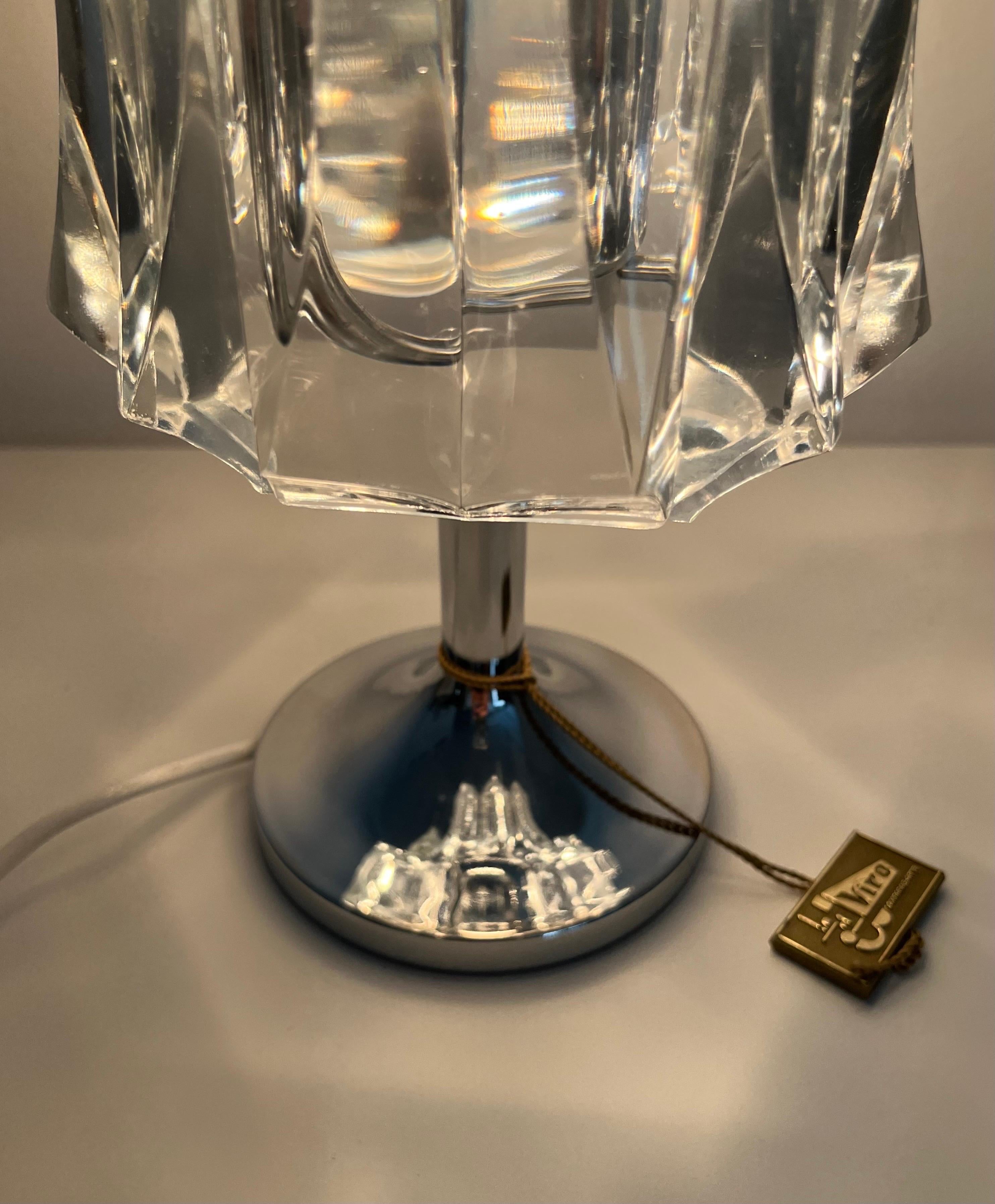 German Midcentury Crystals Chromed Metal Table Lamp by Kinkeldey, 1970s For Sale 8