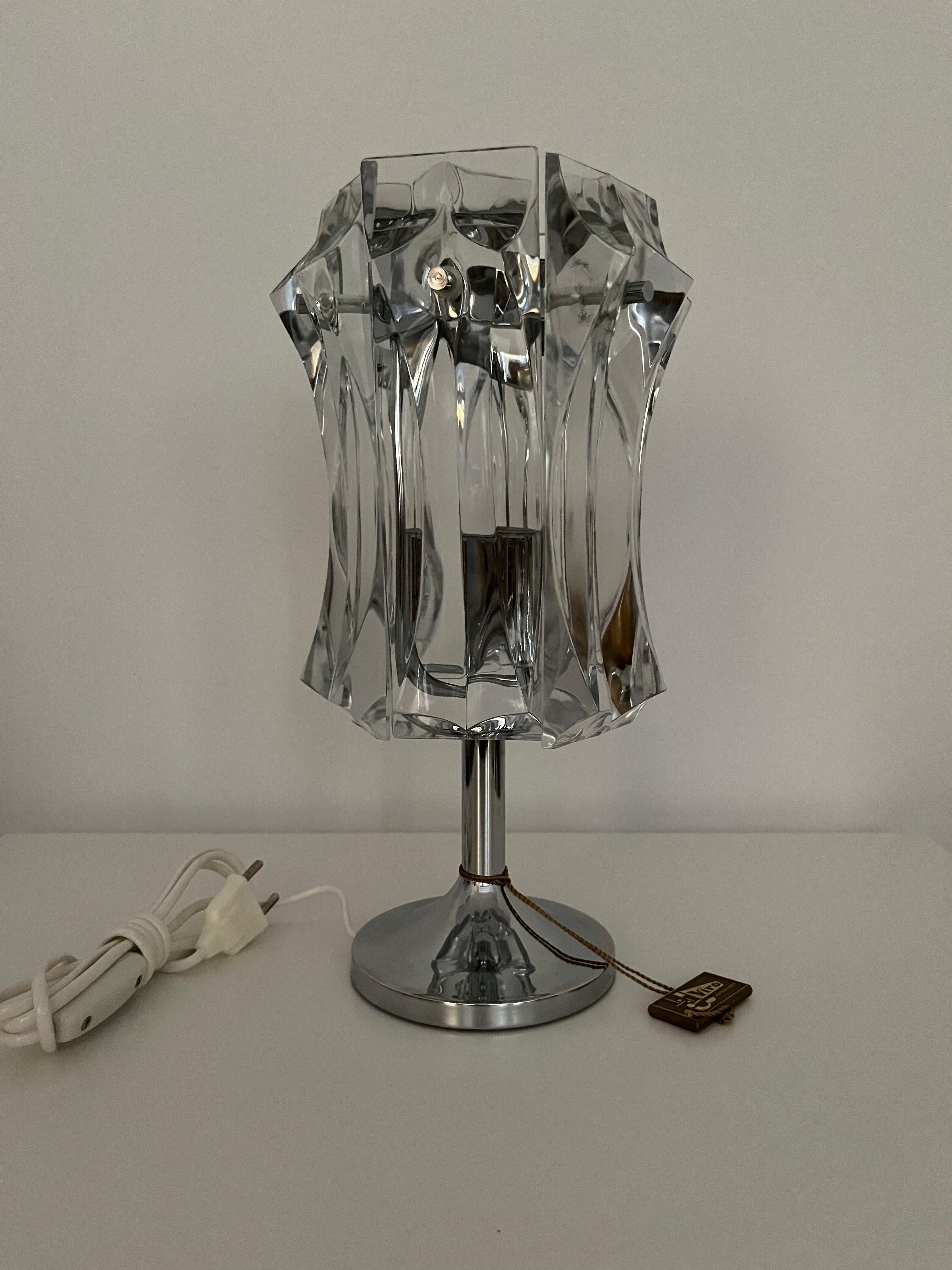 German Midcentury Crystals Chromed Metal Table Lamp by Kinkeldey, 1970s For Sale 2