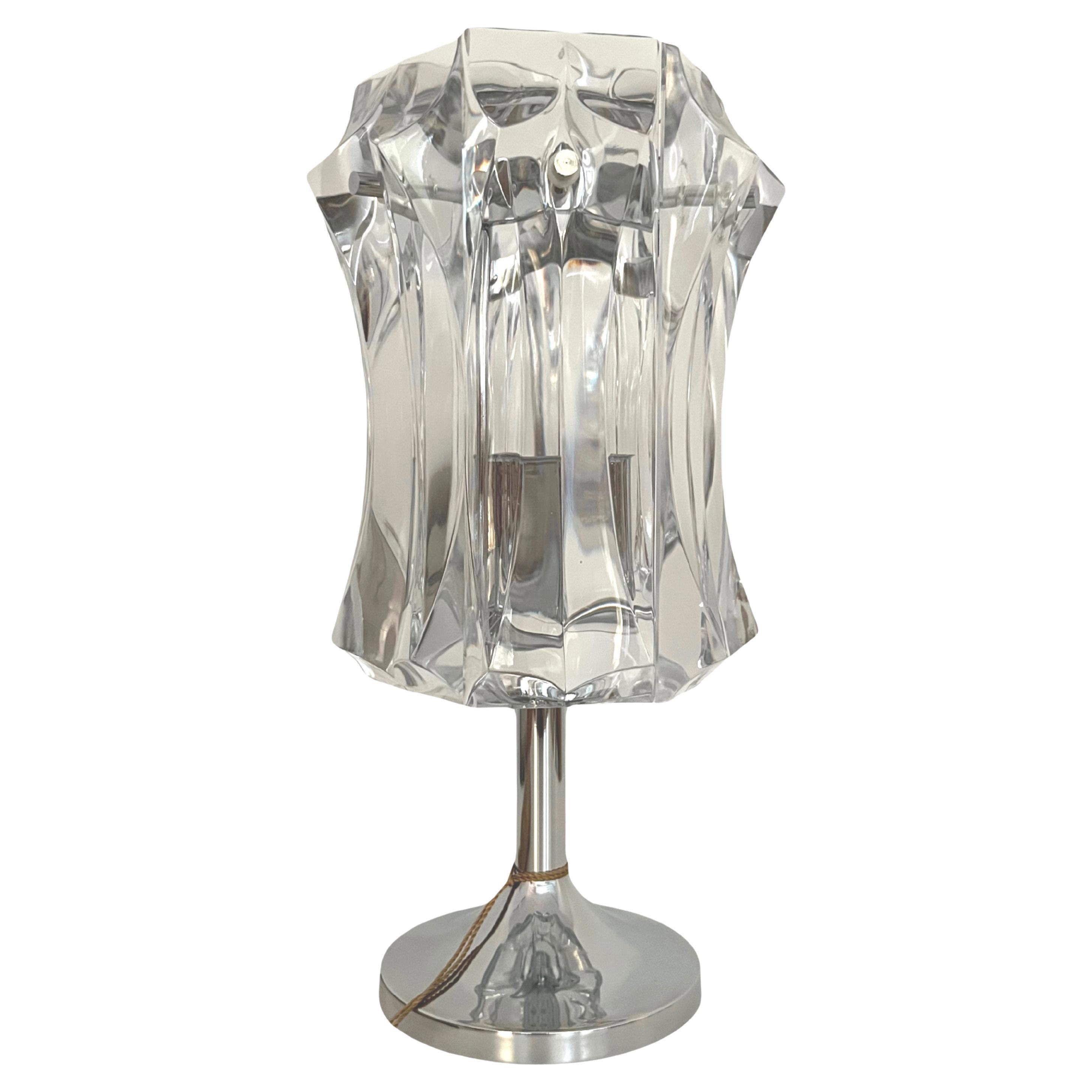 German Midcentury Crystals Chromed Metal Table Lamp by Kinkeldey, 1970s For Sale