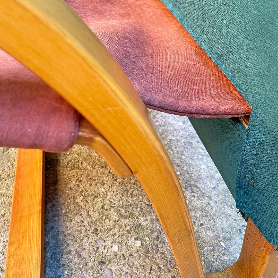 German Mid Century Curved Solid Wood and Fabric Armchair by Westnofa, 1960s 8