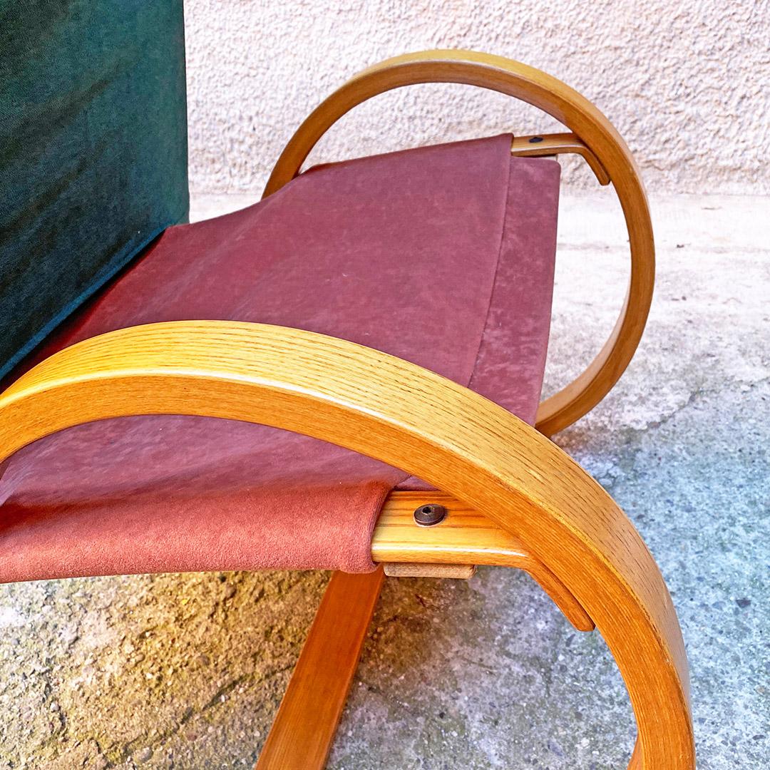 German Mid Century Curved Solid Wood and Fabric Armchair by Westnofa, 1960s 9