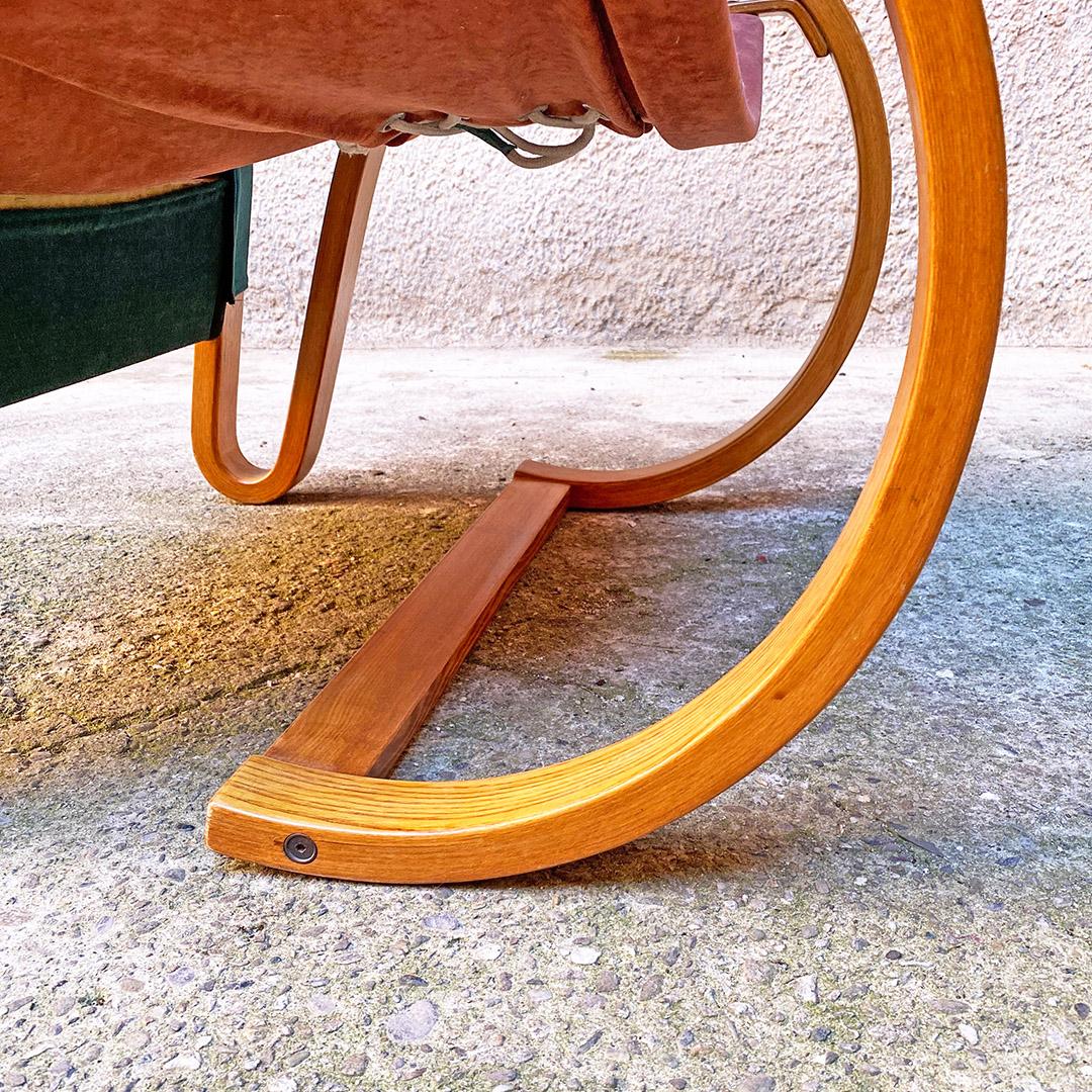 German Mid Century Curved Solid Wood and Fabric Armchair by Westnofa, 1960s 10