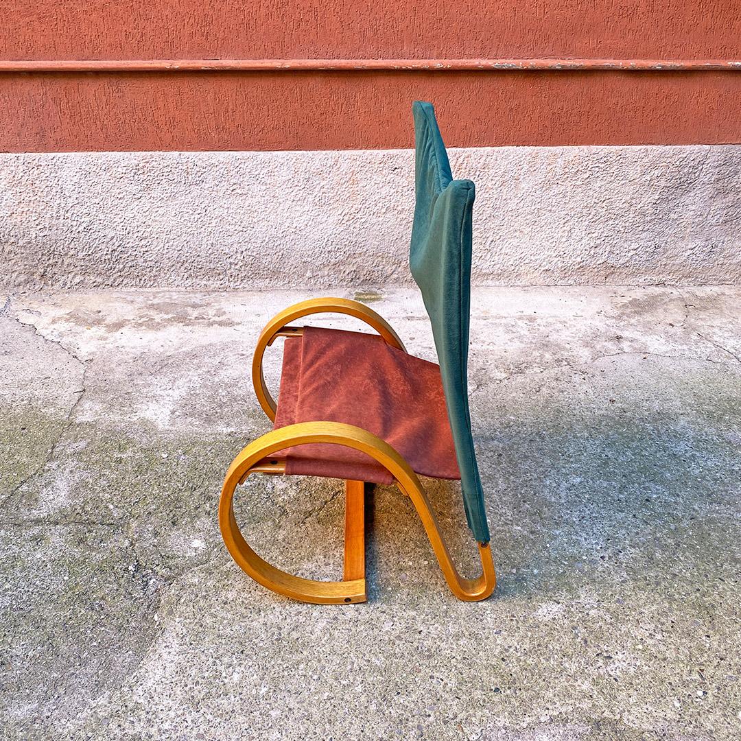 Mid-20th Century German Mid Century Curved Solid Wood and Fabric Armchair by Westnofa, 1960s