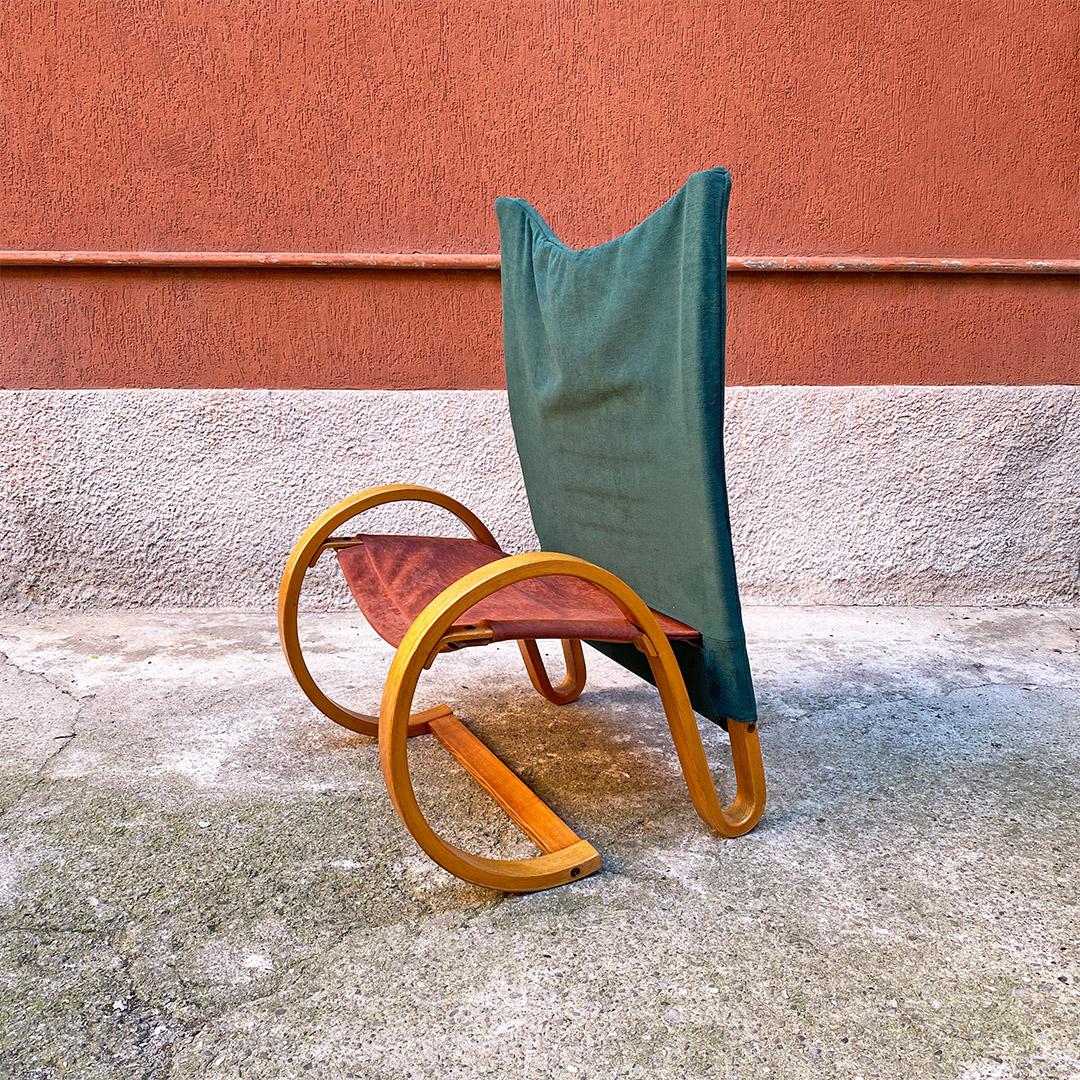 German Mid Century Curved Solid Wood and Fabric Armchair by Westnofa, 1960s 1