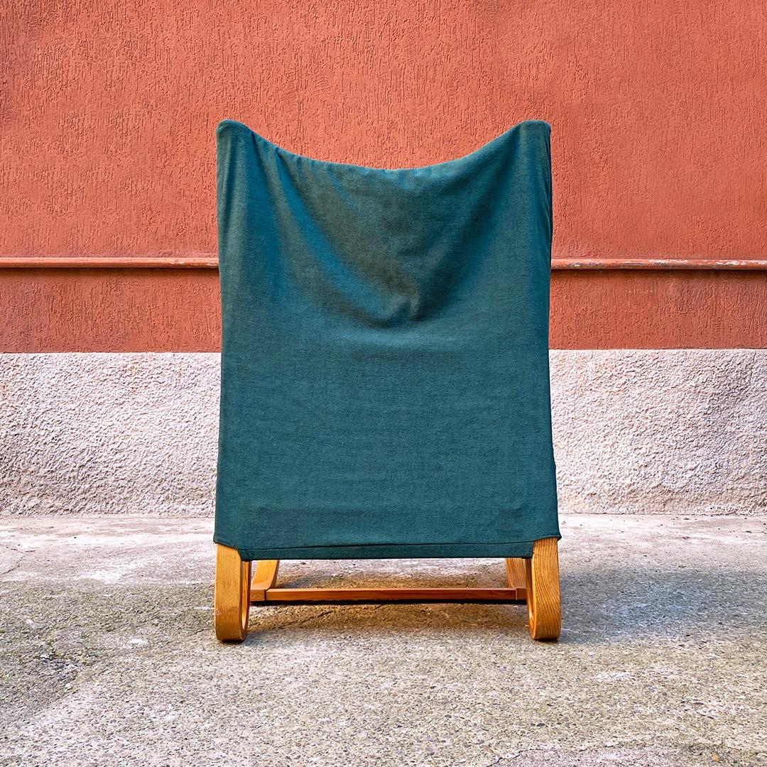 German Mid Century Curved Solid Wood and Fabric Armchair by Westnofa, 1960s 2