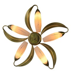 German Mid-Century Floral Flush Mount Ceiling Lamp by Honsel, 1950s