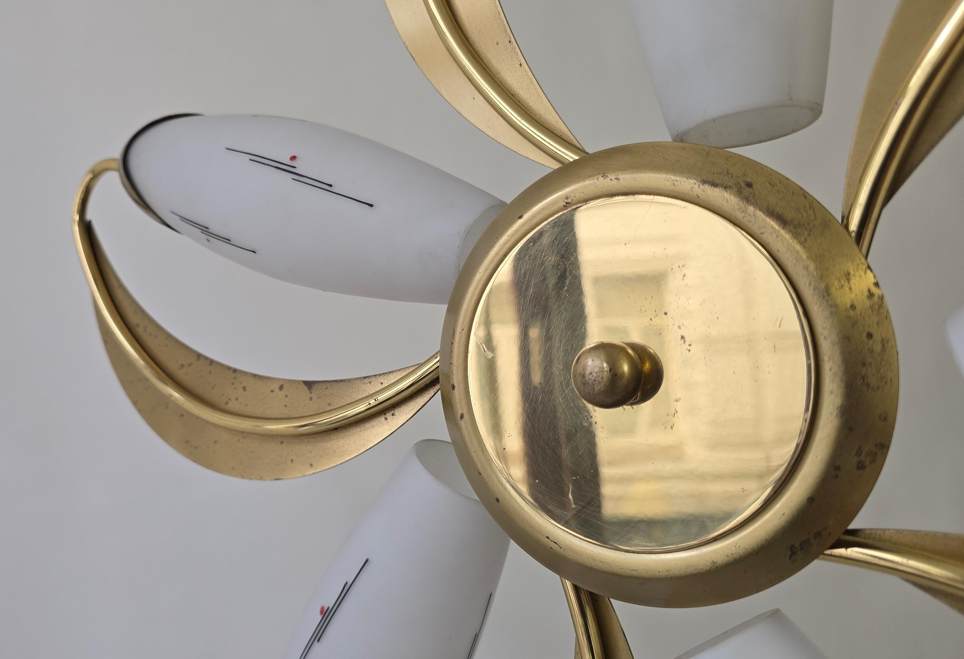 Lampada da soffitto a incasso floreale tedesca di metà secolo di Honsel, anni '50 in vendita 1