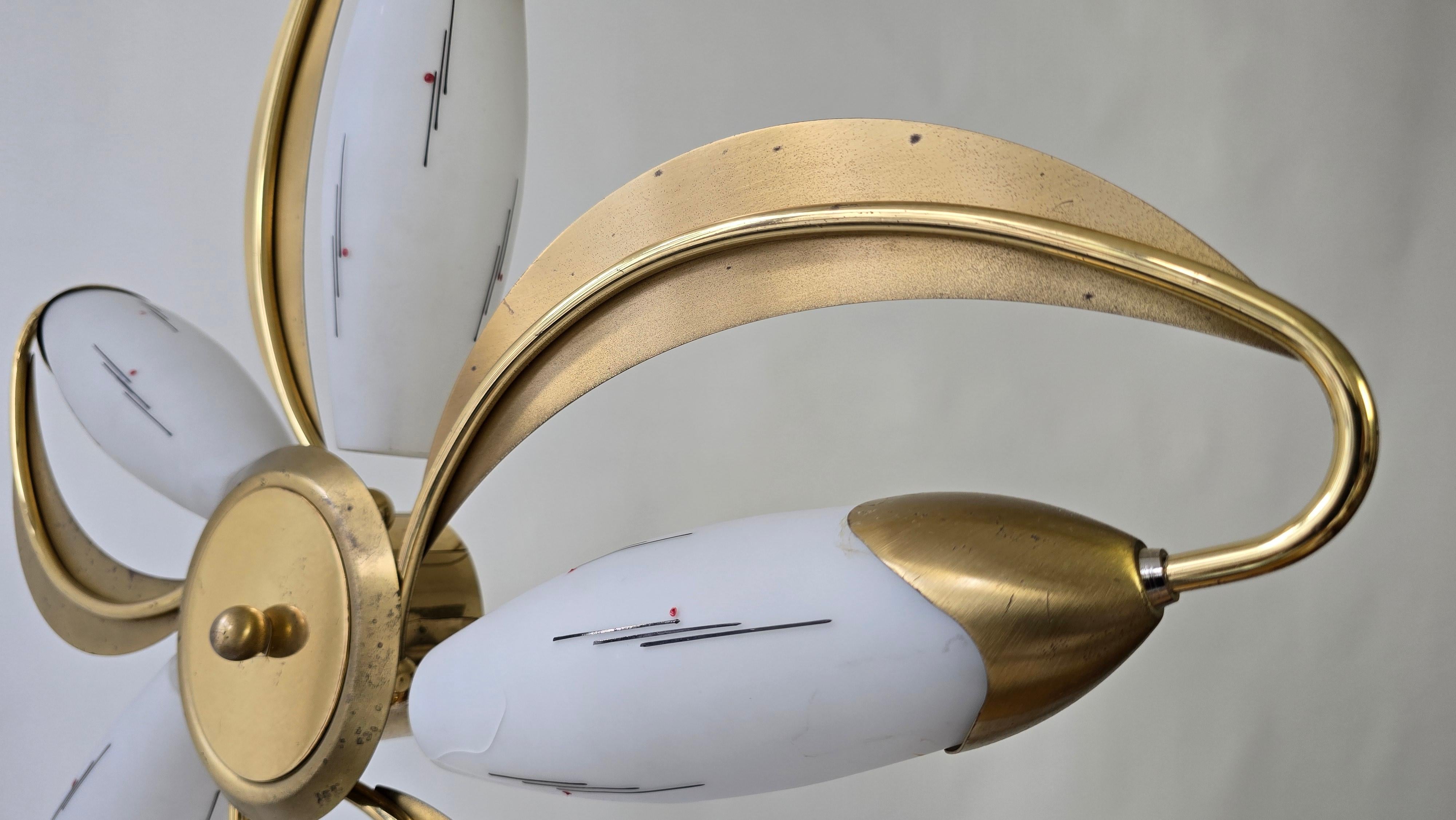 Lampada da soffitto a incasso floreale tedesca di metà secolo di Honsel, anni '50 in vendita 2