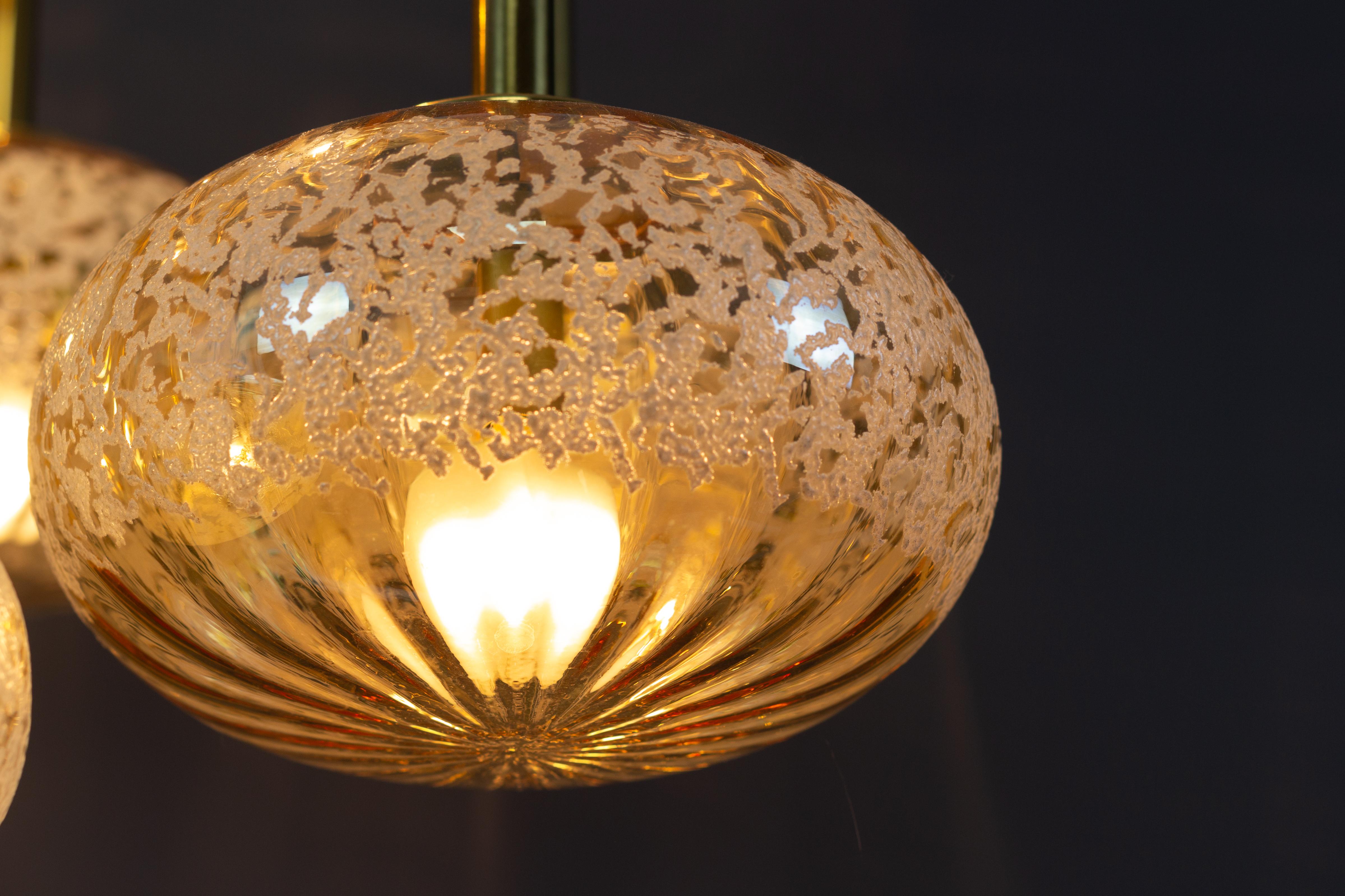 German Mid-Century Glass Globes Cascading Seven-Light Pendant Chandelier 1