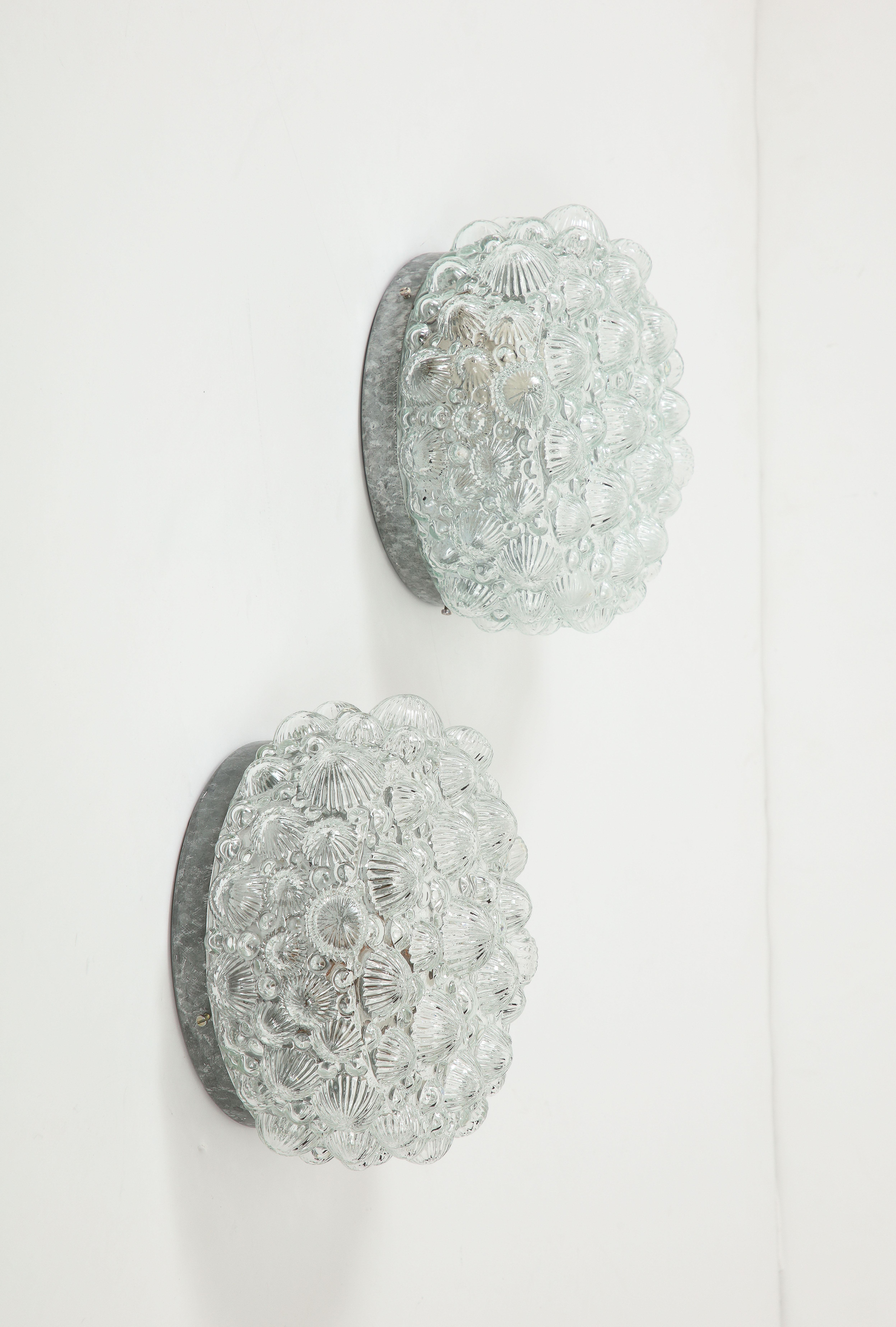 German Mid-Century, Helena Tynell Glass Sea Urchin Sconces In Excellent Condition In New York, NY