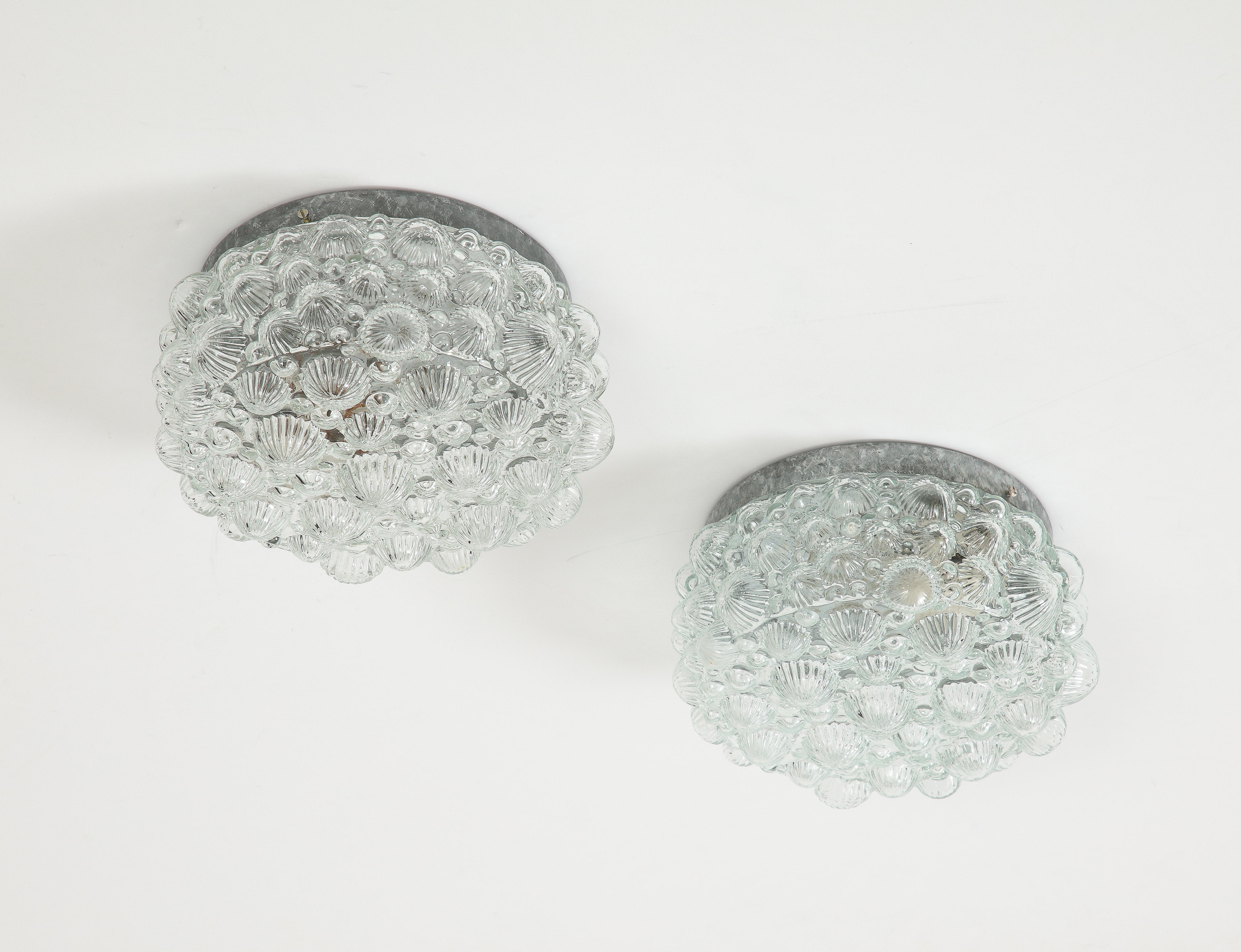 German Mid-Century, Helena Tynell Glass Sea Urchin Sconces 2