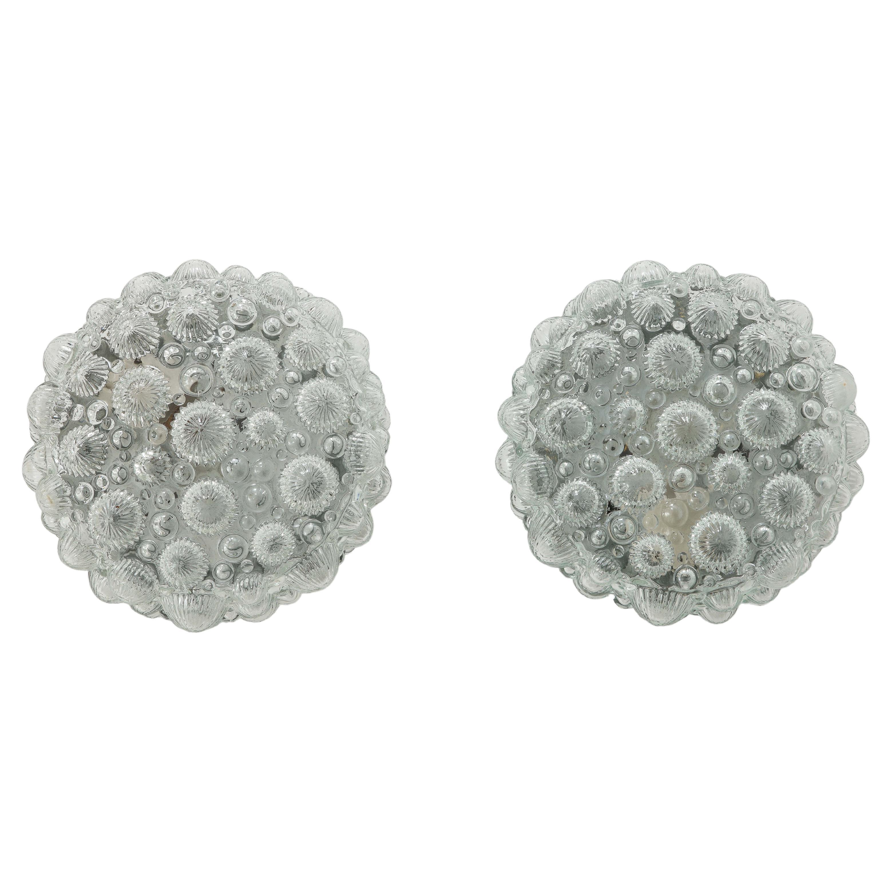 German Mid-Century, Helena Tynell Glass Sea Urchin Sconces