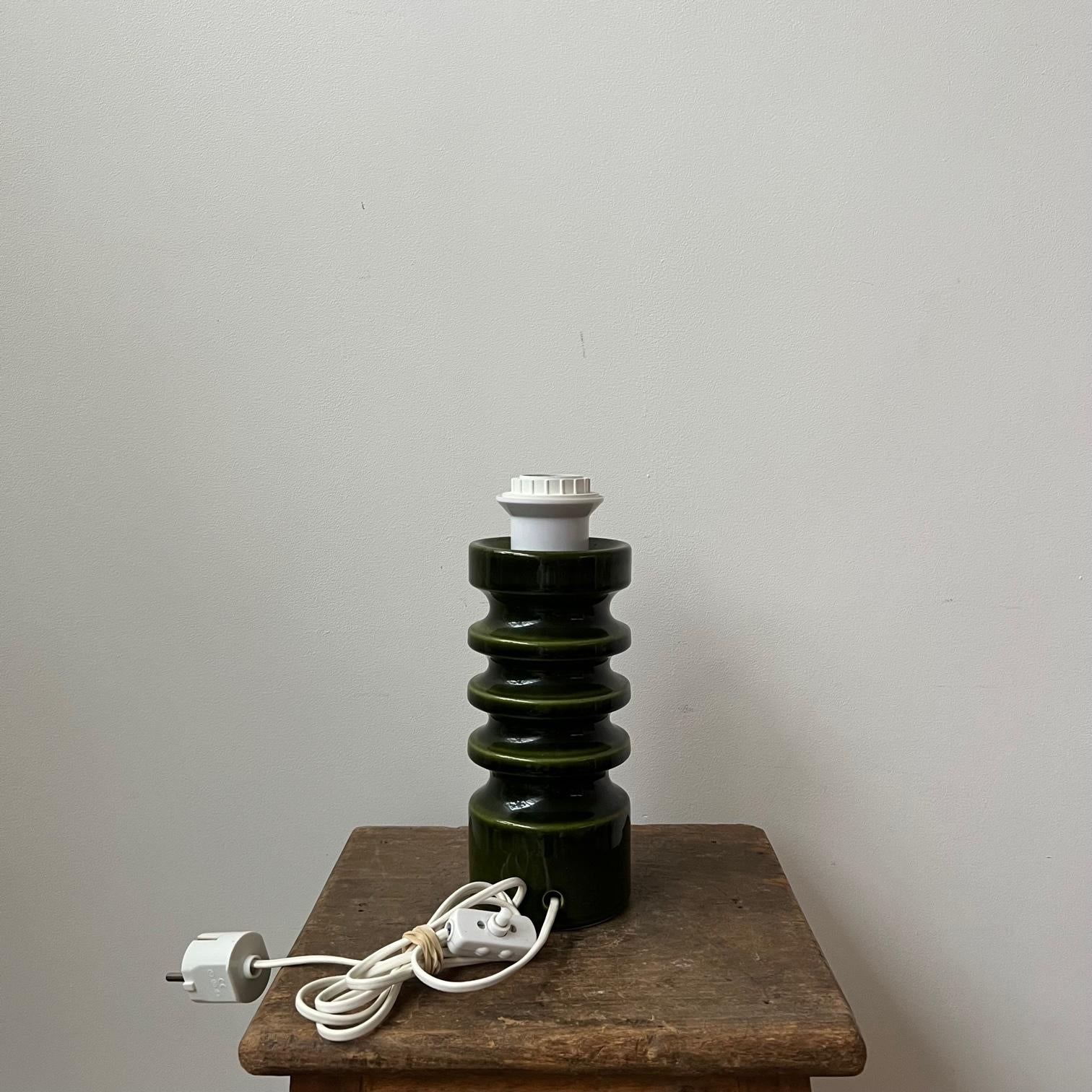 German Mid-Century Green Ceramic Table Lamp 1