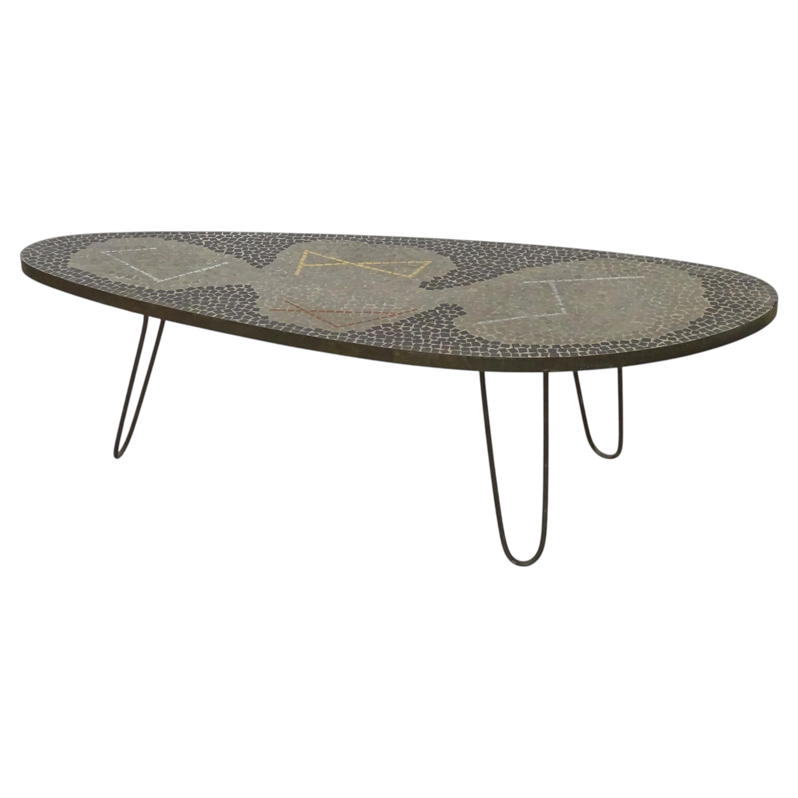 Mesa de centro alemana de estilo «Mid-Century Modern» con mosaico abstracto, década de 1950 en venta