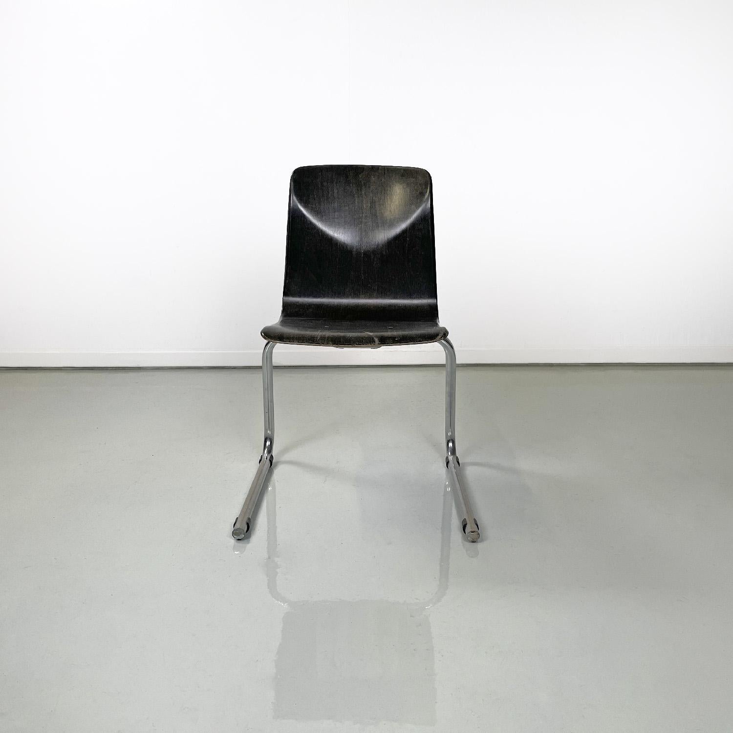 Mid-Century Modern German mid-century modern black painted wood chair by Pagholz, 1960s