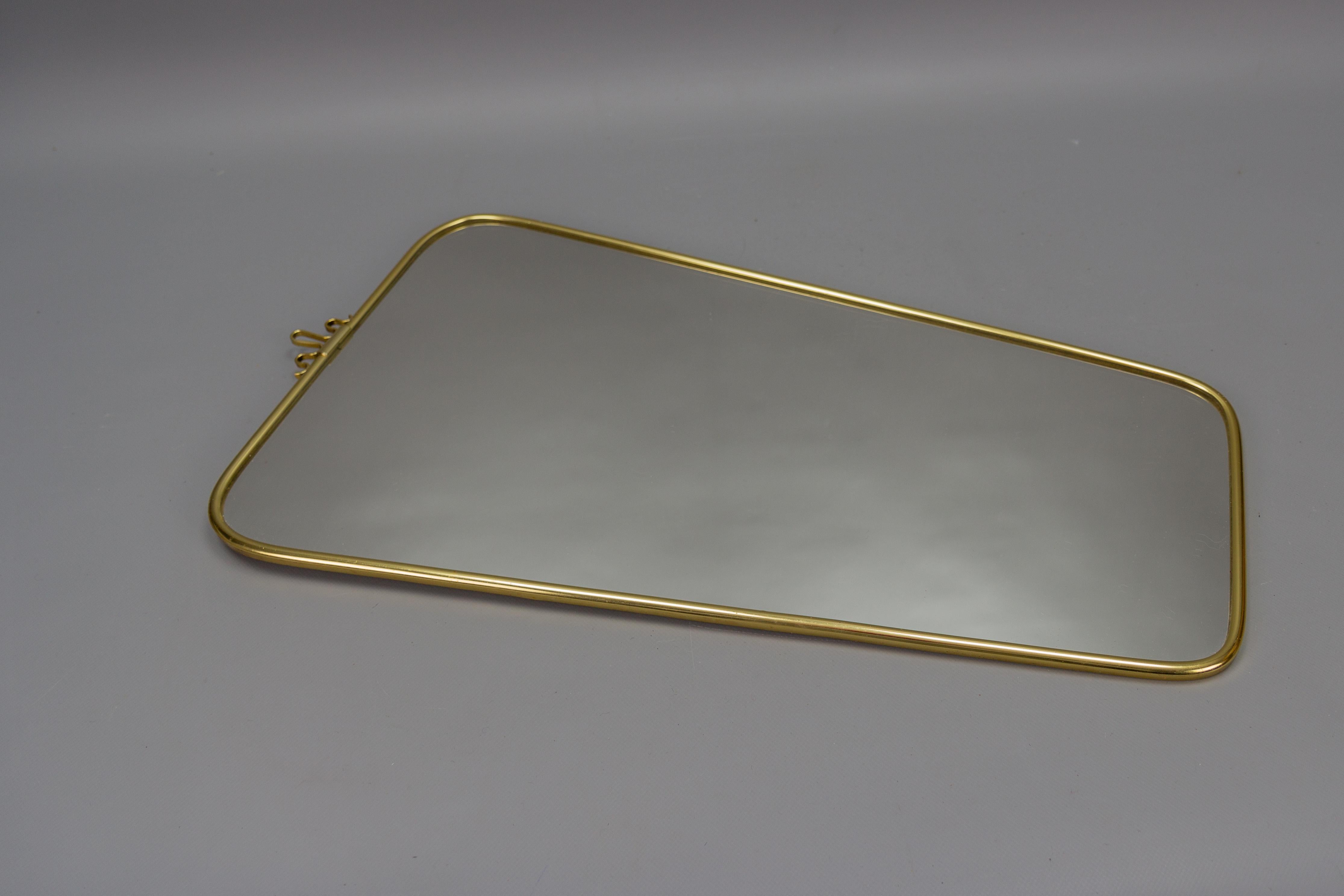 German Mid-Century Modern Brass Frame Wall Mirror by Lenzgold, 1960s For Sale 1