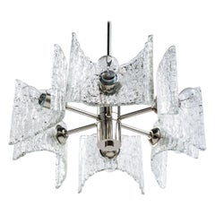 Mid-Century Modern Textured Glass Chandelier by Kalmar, Germany, circa 1960s
