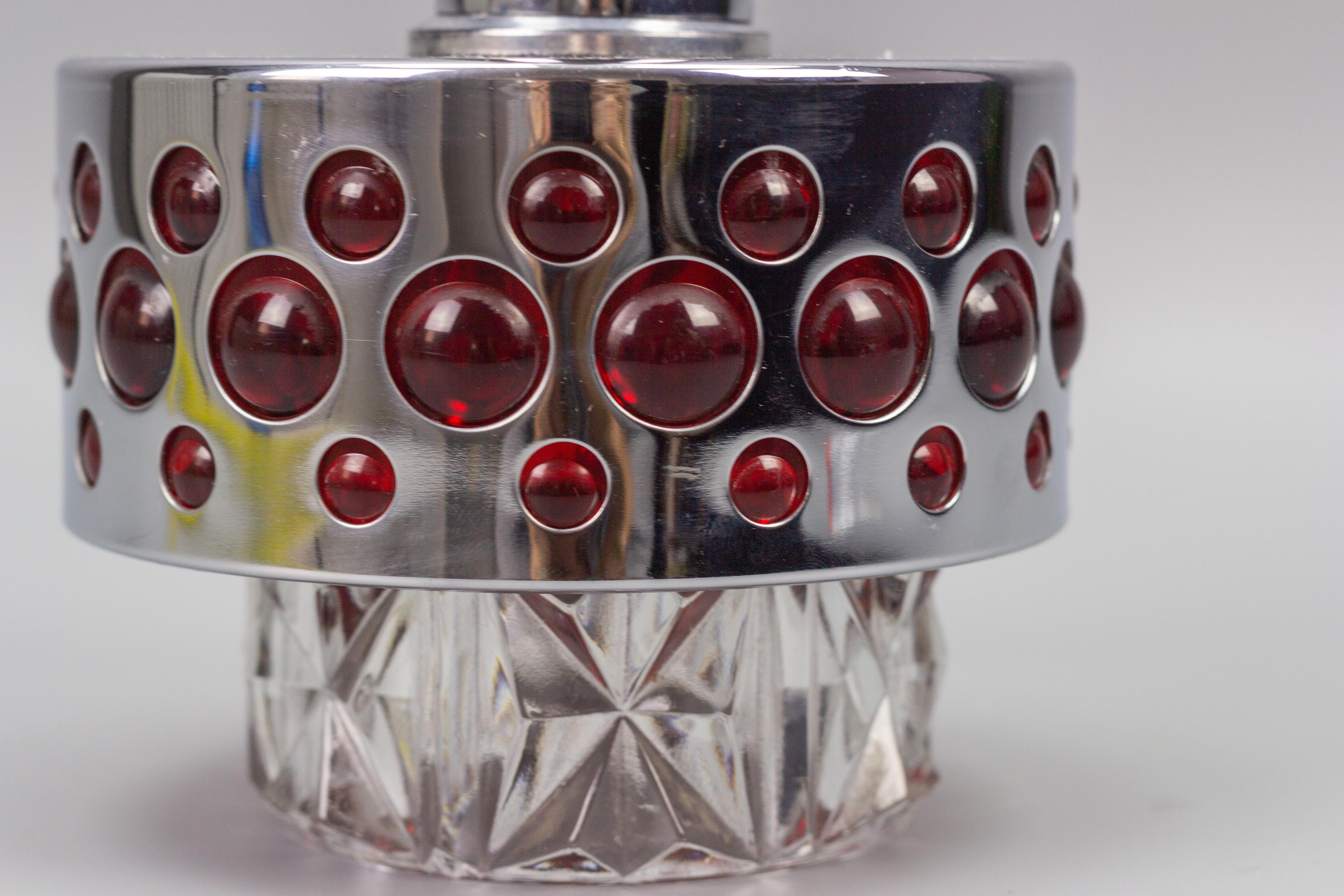 German Mid-Century Modern Chrome and Red Pendant Light by Richard Essig, 1970s For Sale 7