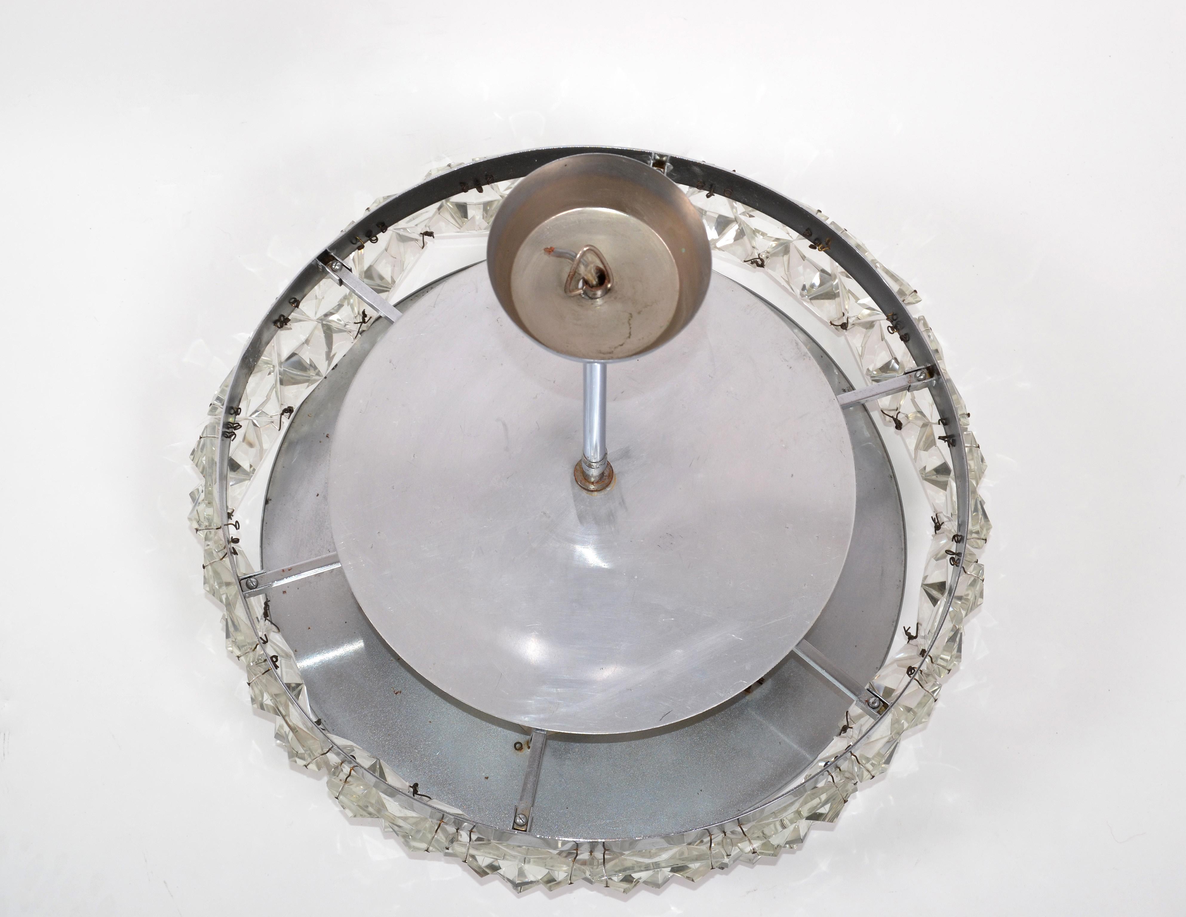 Mid-Century Modern Chrome and Crystal Flushmount Ceiling Light Fixture, 1970s For Sale 5