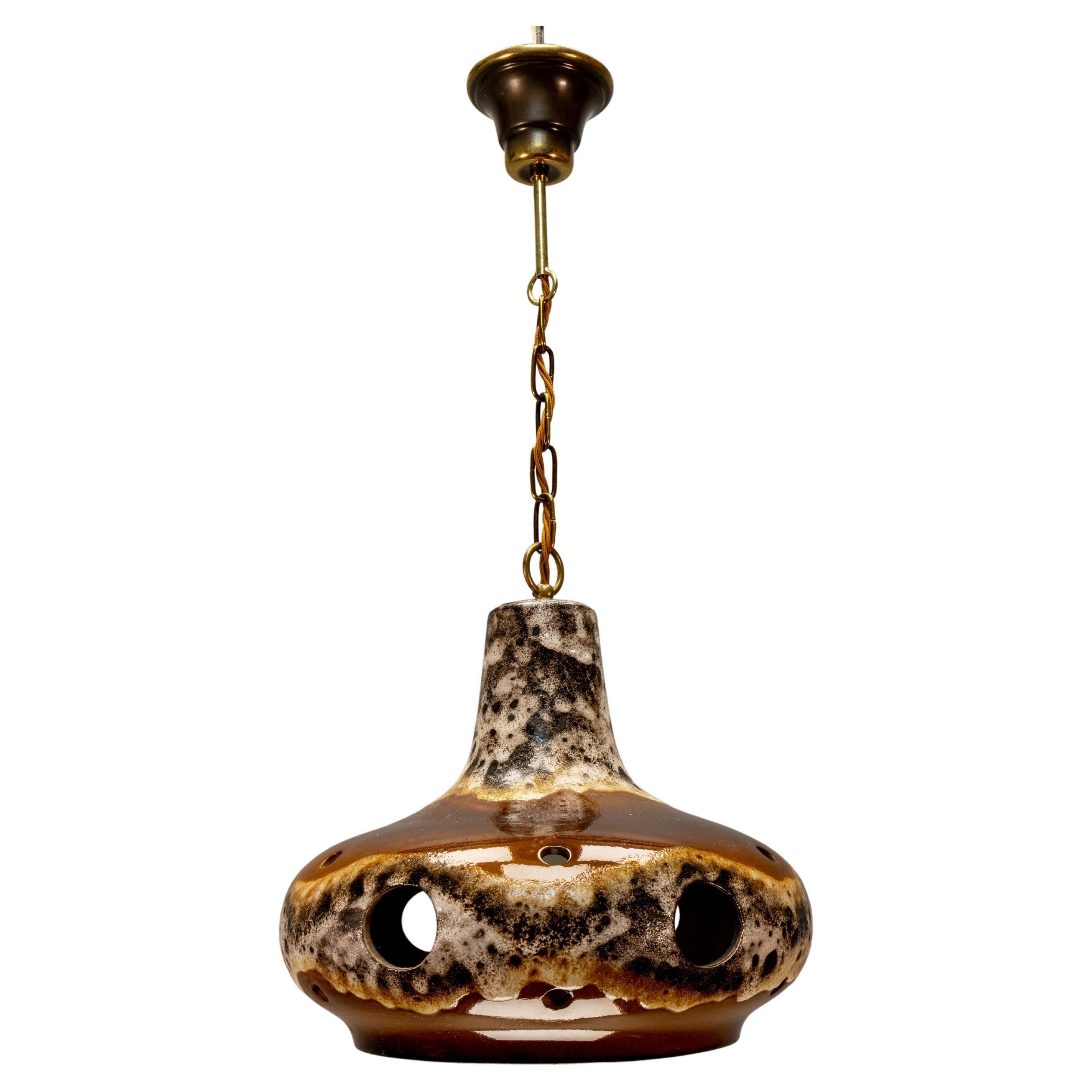 German Mid-Century Modern Fat Lava Ceramic Pendant Light, circa 1970s For Sale