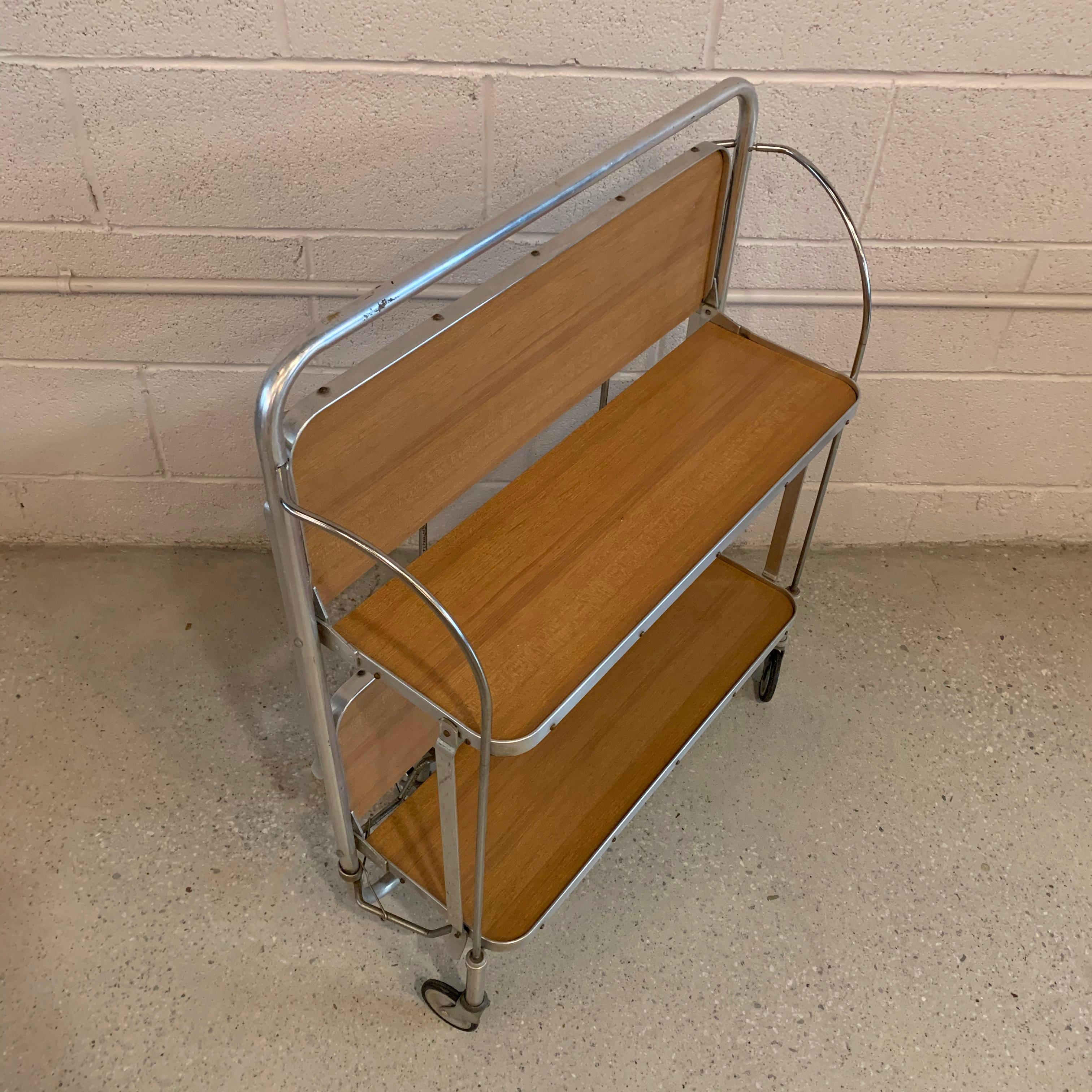 20th Century German Mid-Century Modern Folding Serving Bar Cart