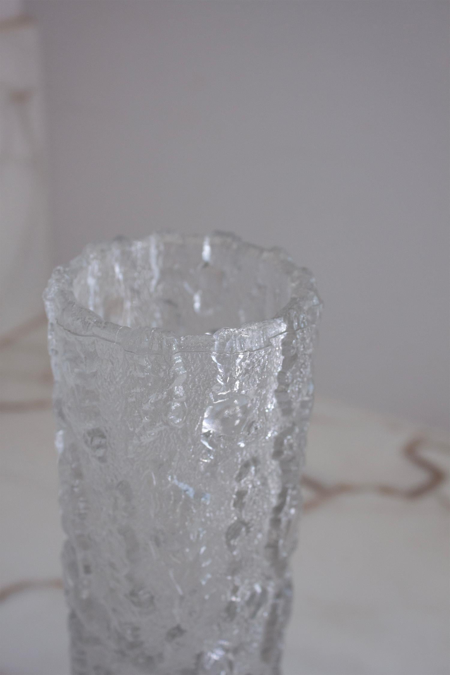 Mid-Century Modern Vase en verre à glace allemand moderne du milieu du siècle en vente