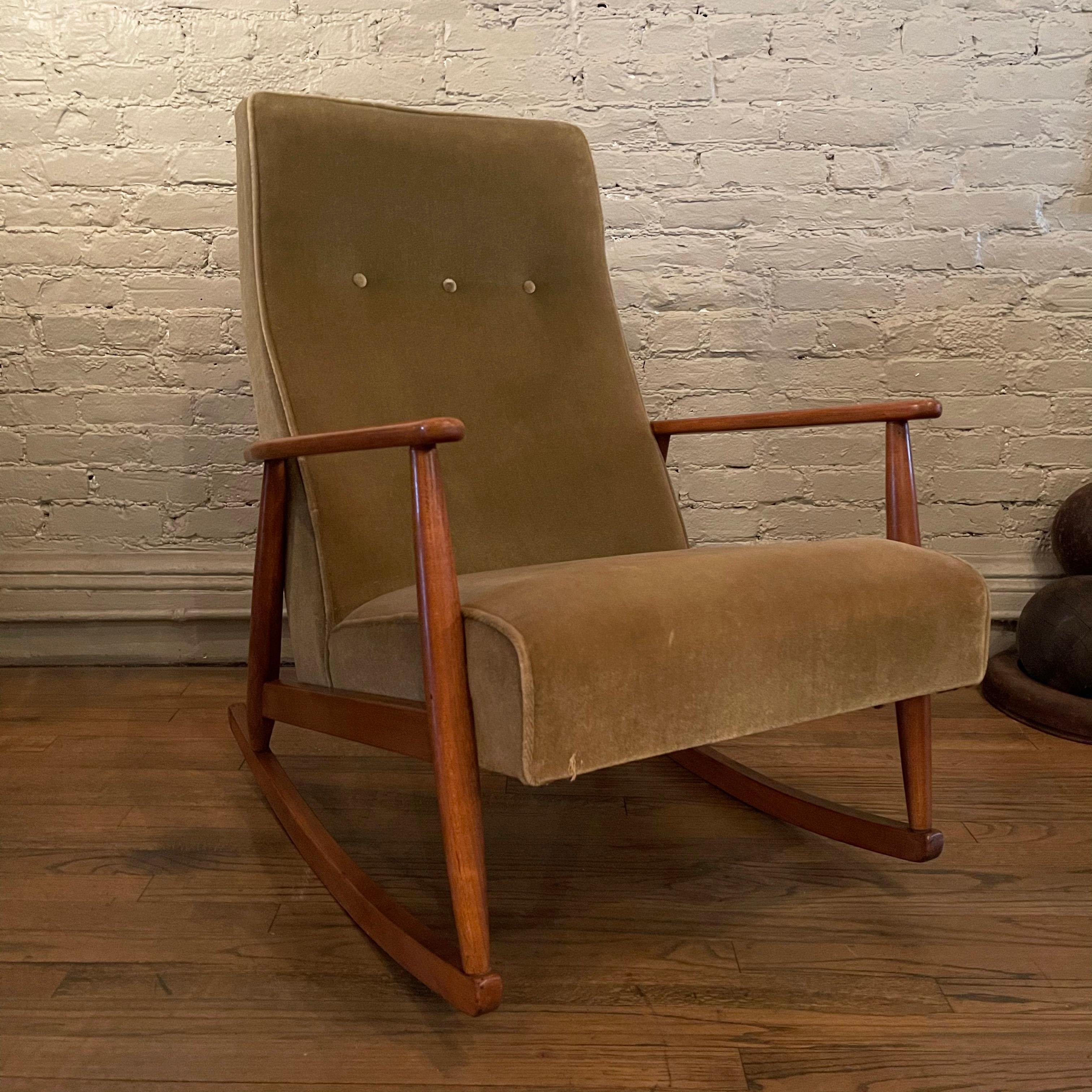 20th Century German Mid-Century Modern Upholstered Rocking Chair
