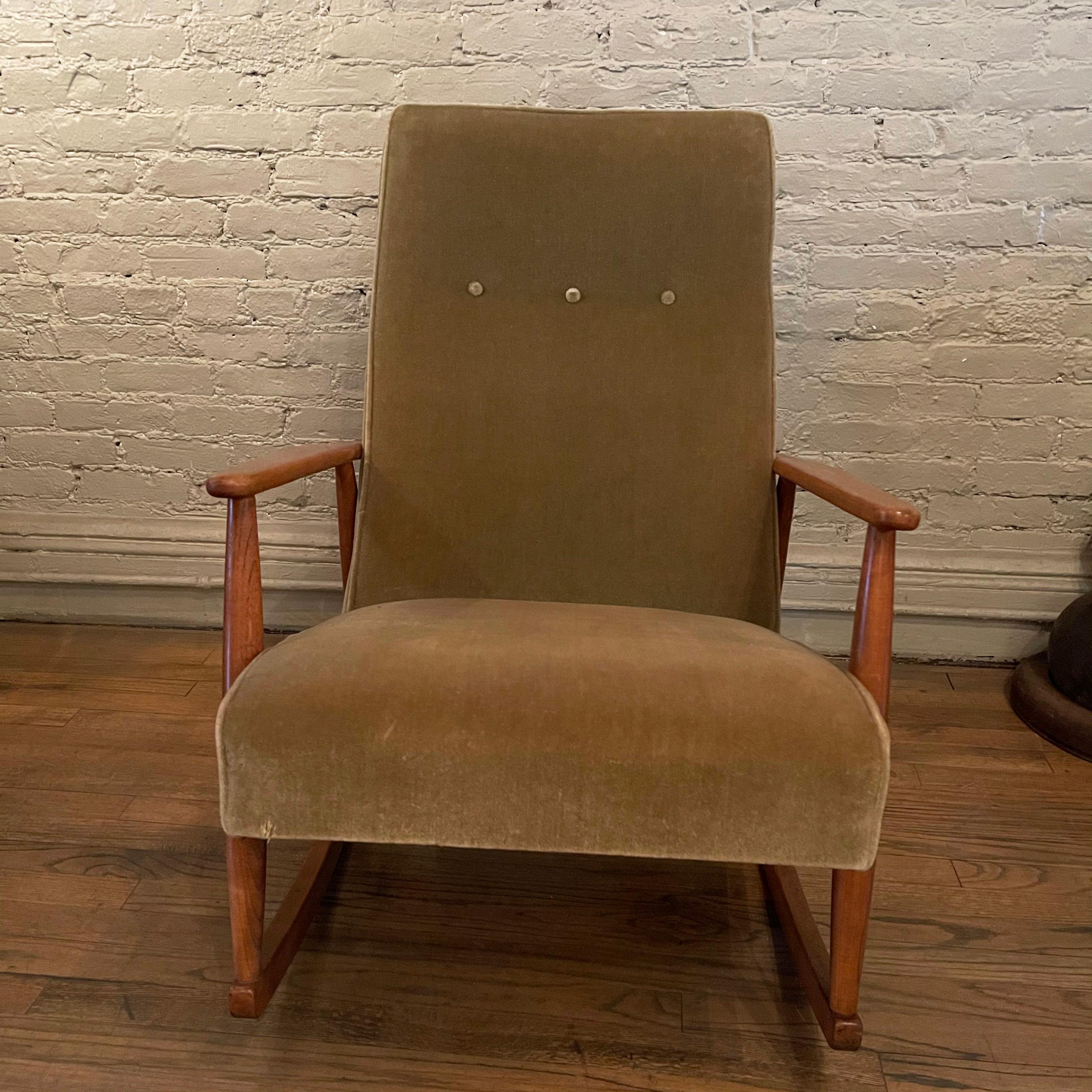 German Mid-Century Modern Upholstered Rocking Chair 1