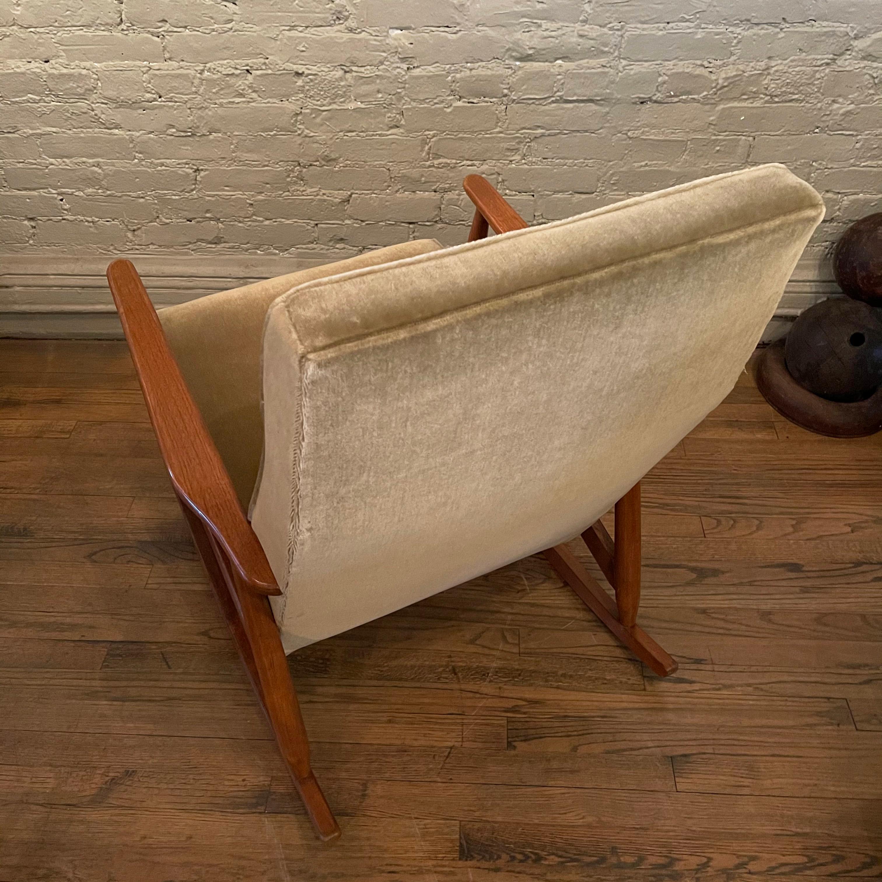 German Mid-Century Modern Upholstered Rocking Chair 4