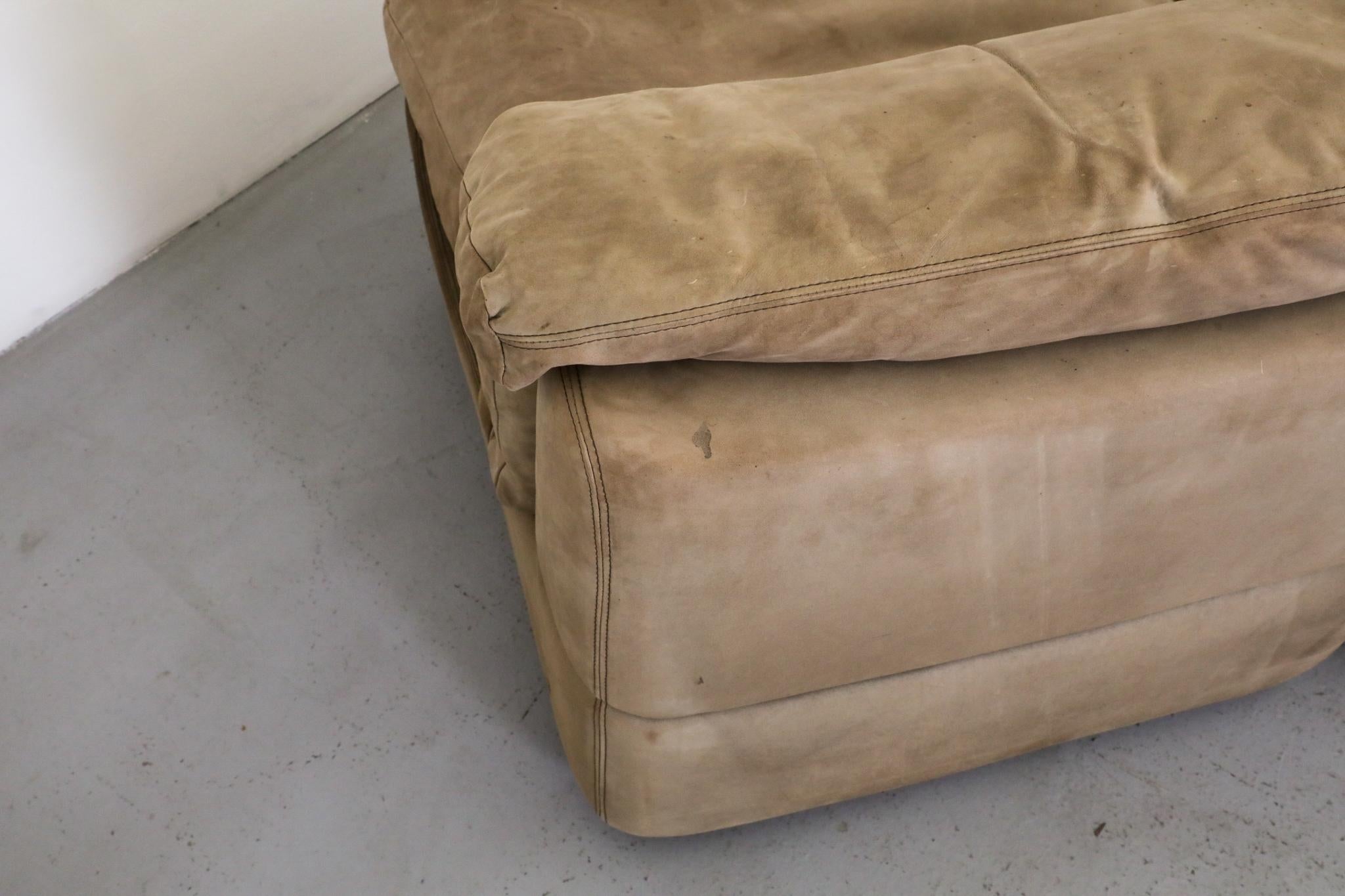 20th Century German Mid-Century Natural Buck Leather Six Piece Sectional Sofa by Rolf Benz