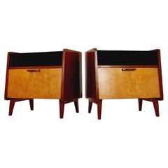 German Mid century nightstands/ bedside tables  With Glass top BY WK Möbel, 1960