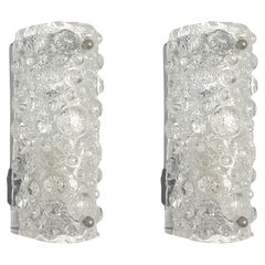 Retro German Mid-Century Pair of Bubbles Murano Wall Sconces by Hillebrand, 1970s