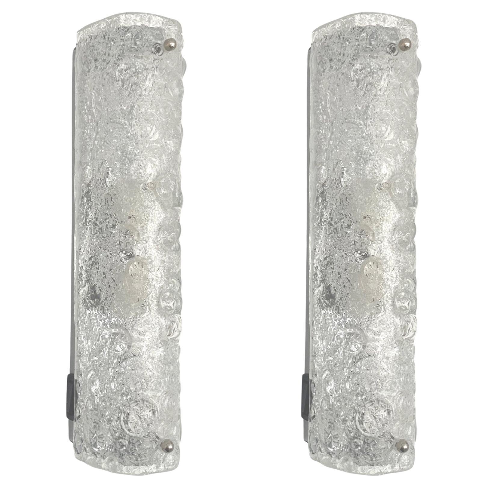 German Mid-Century Pair of bubbles Murano Wall Sconces by Hillebrand, 1970s For Sale