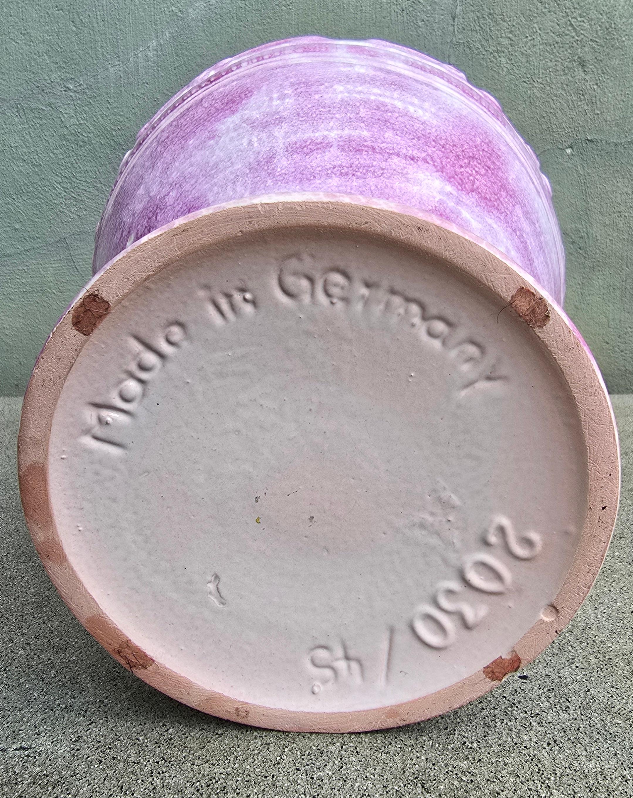 Vernissé German Mid-Century Pierced Art Pottery Vase in Violet Glaze, circa 1950s en vente