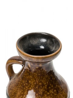 German Mid-Century Raised Black Design Brown Glazed Ceramic Jug