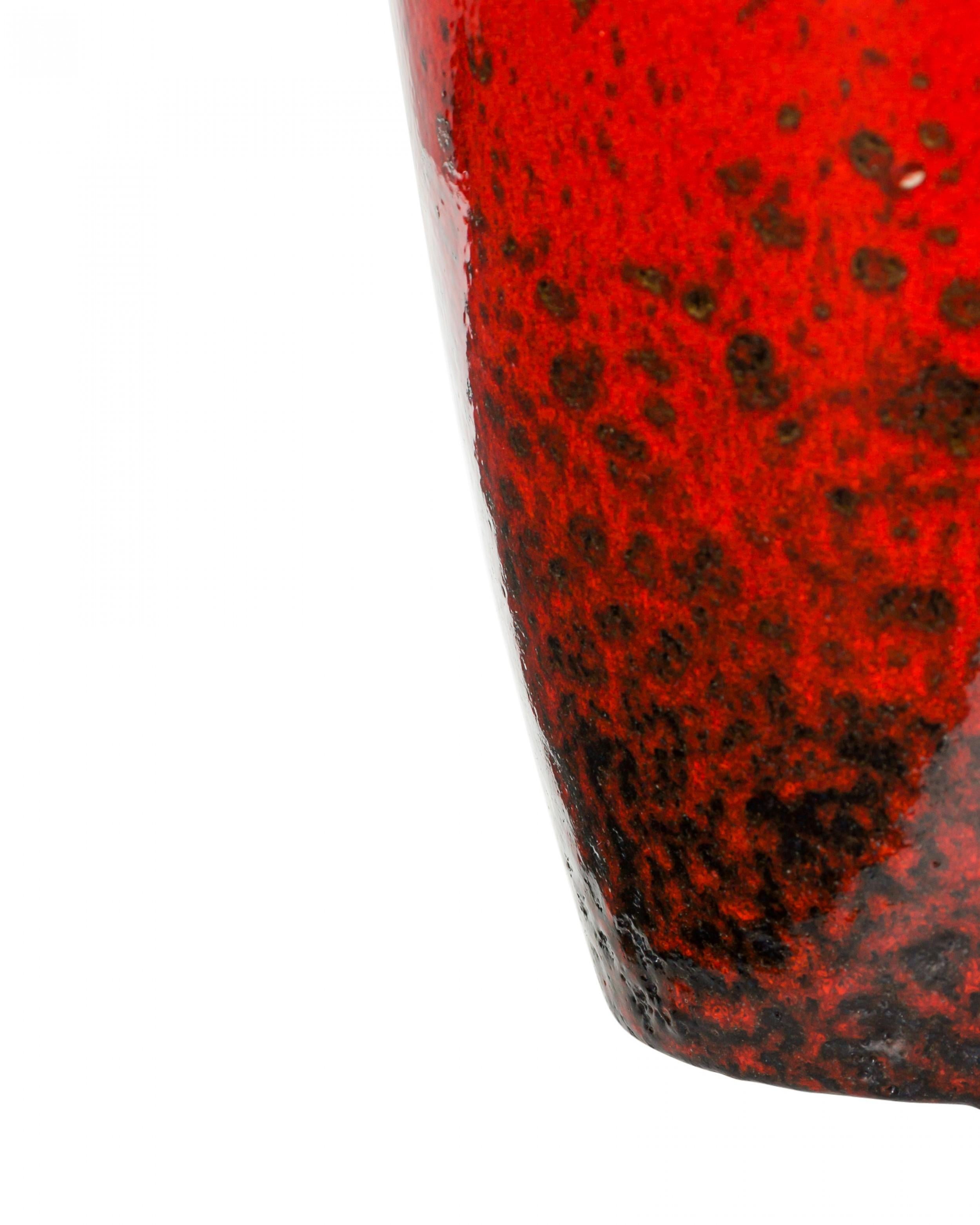 Mid-Century Modern German Mid-Century Red and Black Glazed Fat Lava Ceramic Vase For Sale