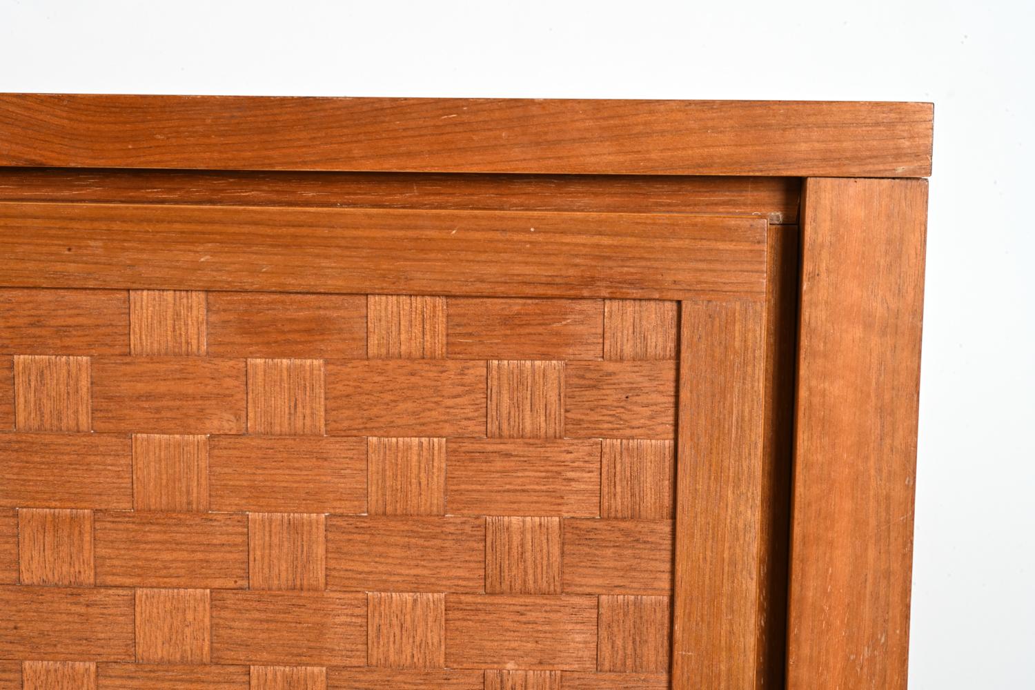 German Mid-Century Teak Woven-Front Tall Cabinet by Leo Bub, c. 1960 2