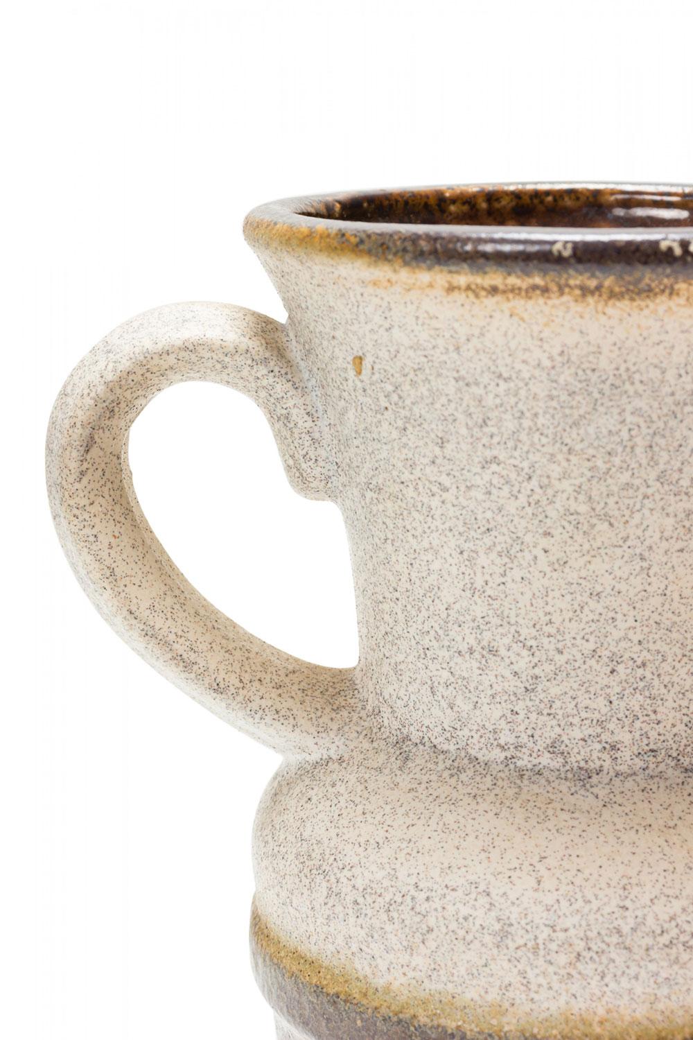 Mid-Century moderno German Mid-Century Textured Beige, Brown and Red Glazed Ceramic Pitcher in vendita