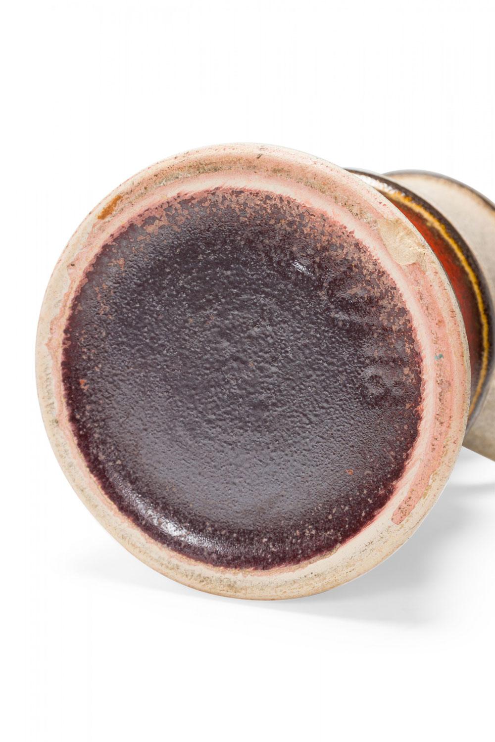 XX secolo German Mid-Century Textured Beige, Brown and Red Glazed Ceramic Pitcher in vendita