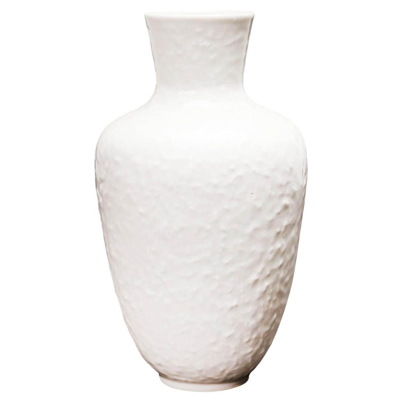 German Mid-Century Textured White Porcelain Bouquet Vase