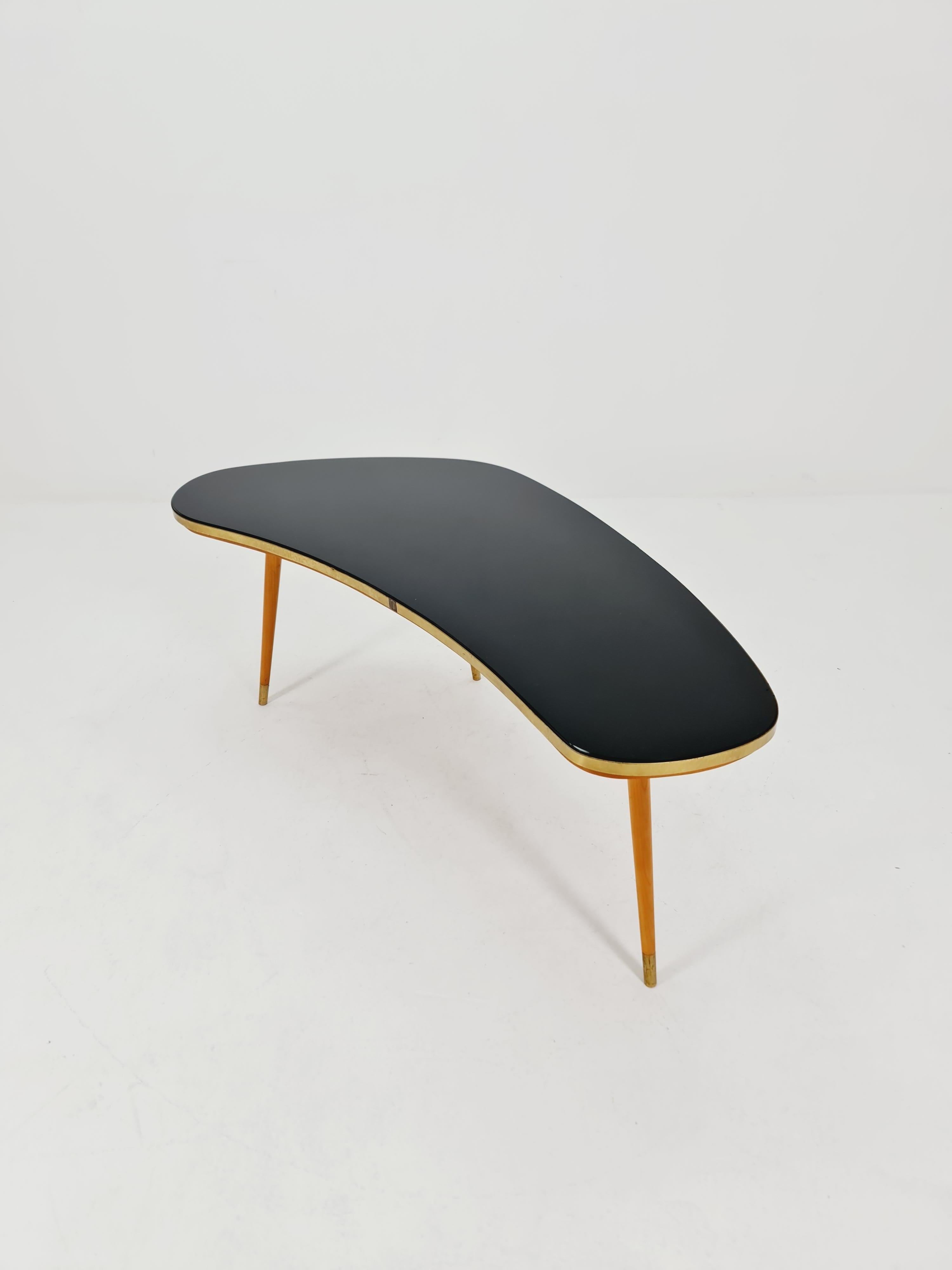 German Mid-Century Tripod  Glass & Brass Coffee Table By Else 1950s in vendita 4