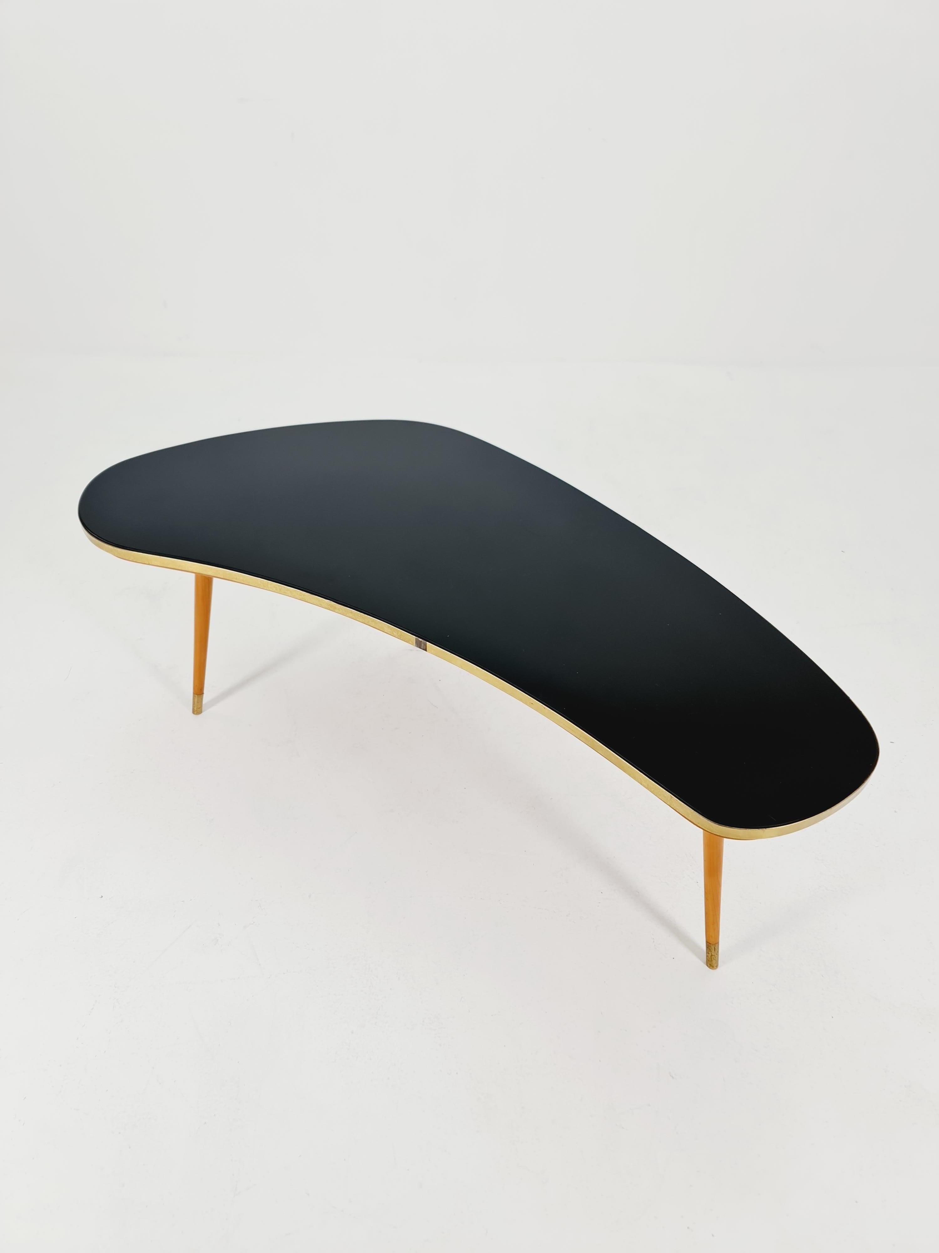 Metà XX secolo German Mid-Century Tripod  Glass & Brass Coffee Table By Else 1950s in vendita