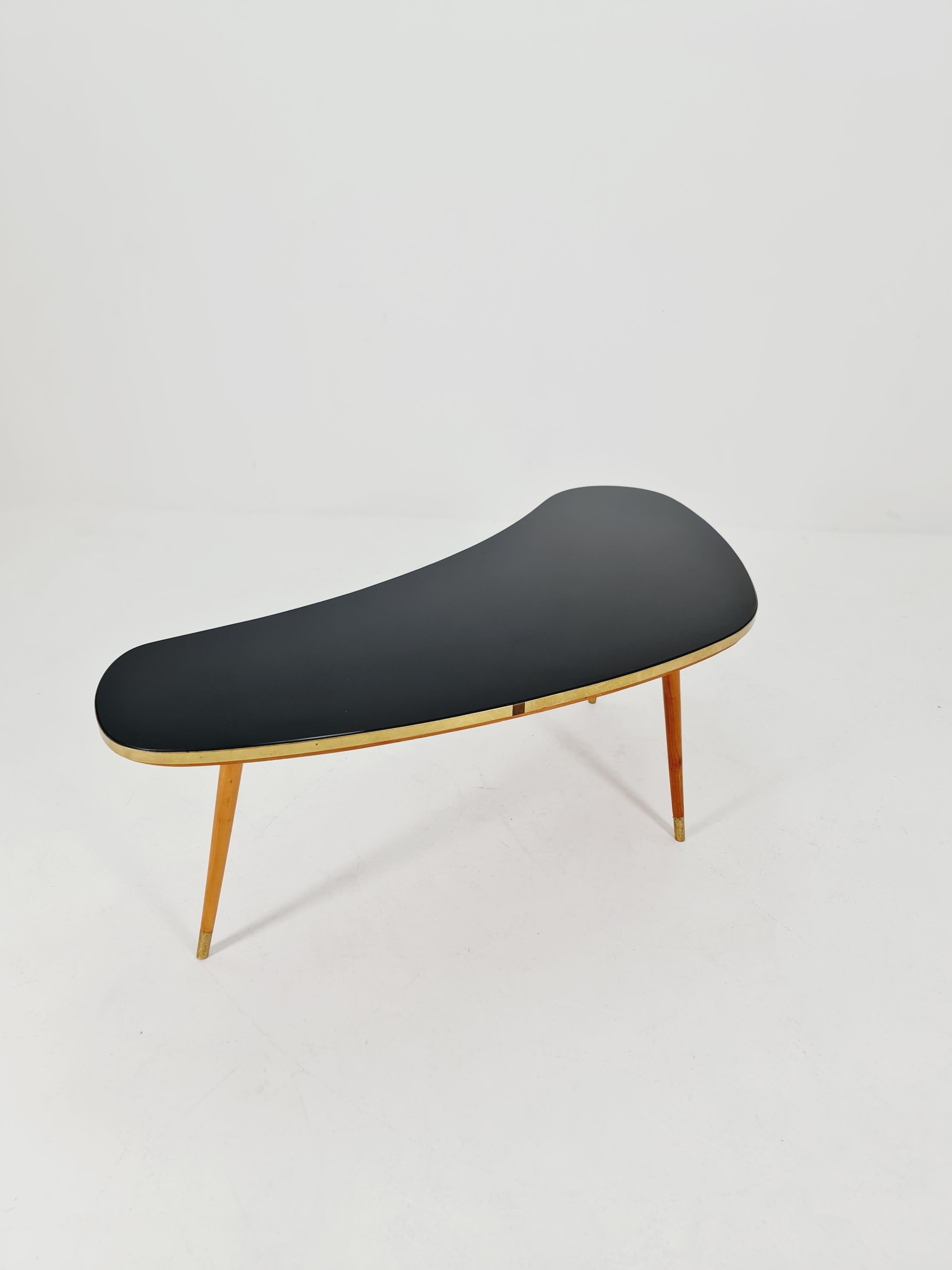 German Mid-Century Tripod  Glass & Brass Coffee Table By Else 1950s in vendita 1