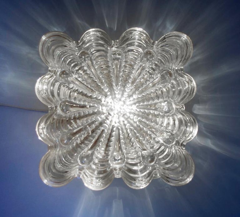 German Midcentury Vintage Bubble Glass Ceiling or Wall Light Flushmount, 1960s In Good Condition For Sale In Berlin, DE